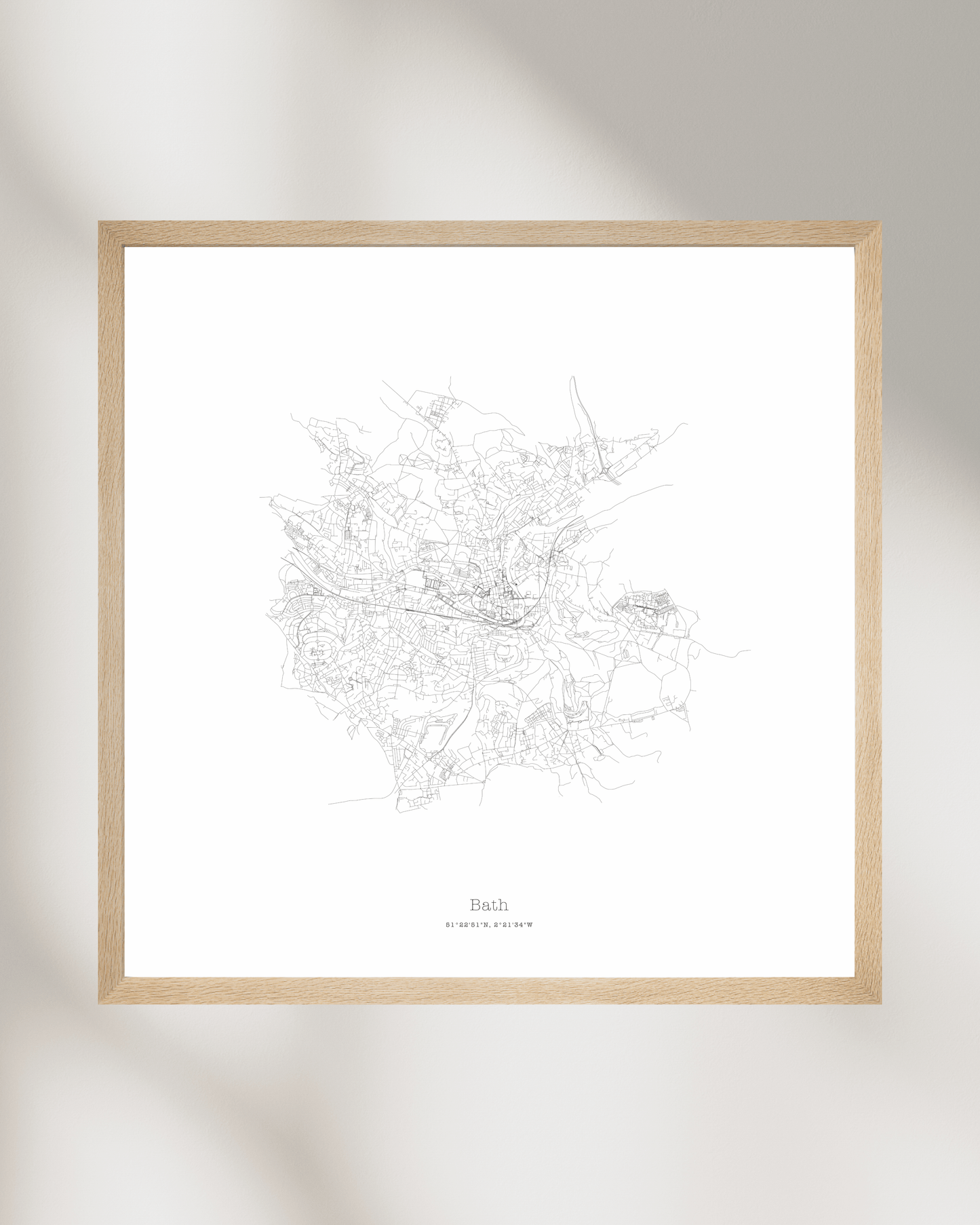 Bath - City Map - Minimalist Fine Art Print - White