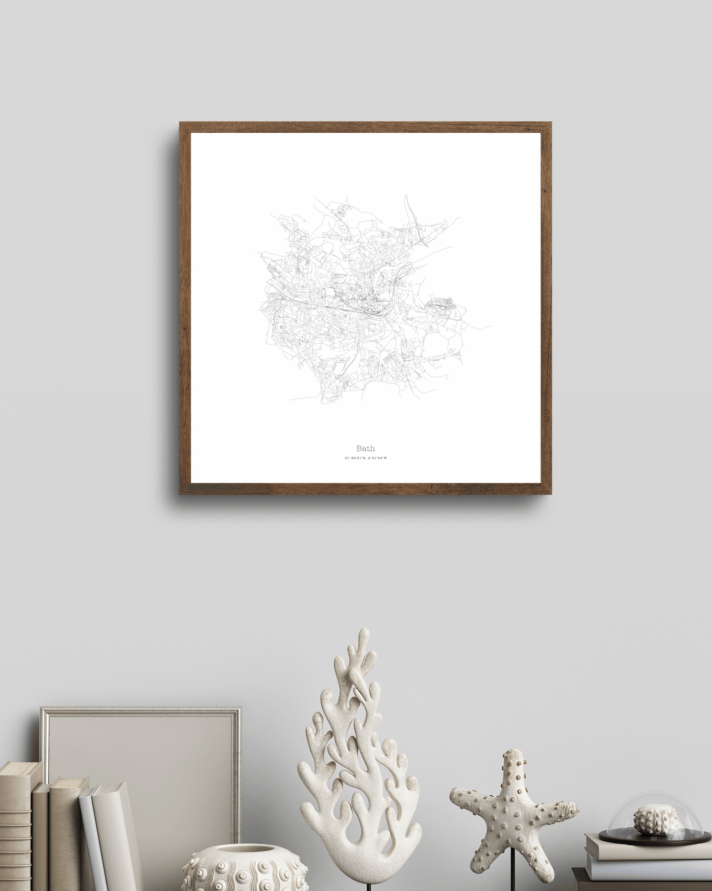 Bath - City Map - Minimalist Fine Art Print - White