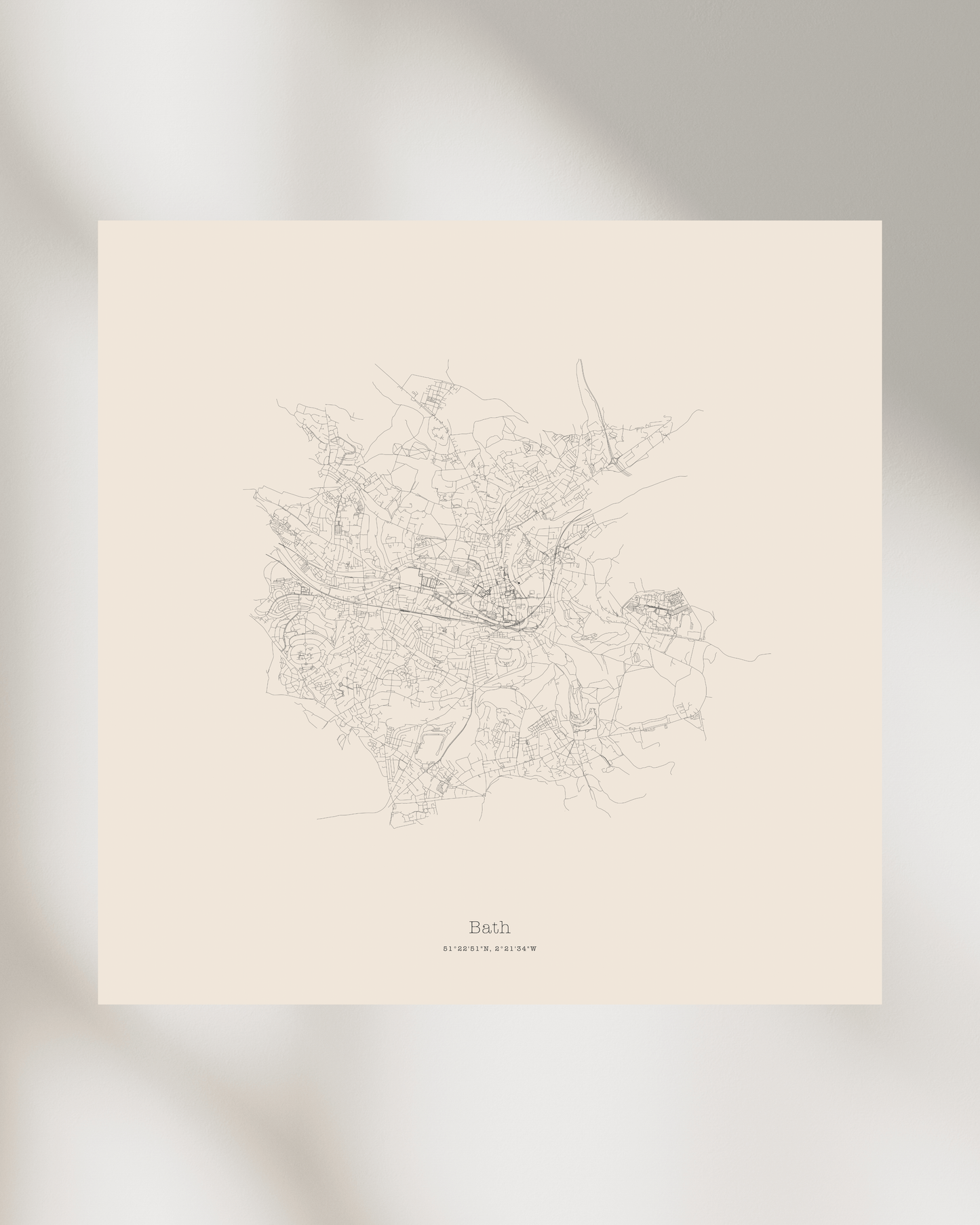 Bath - City Map - Minimalist Fine Art Print - Taupe