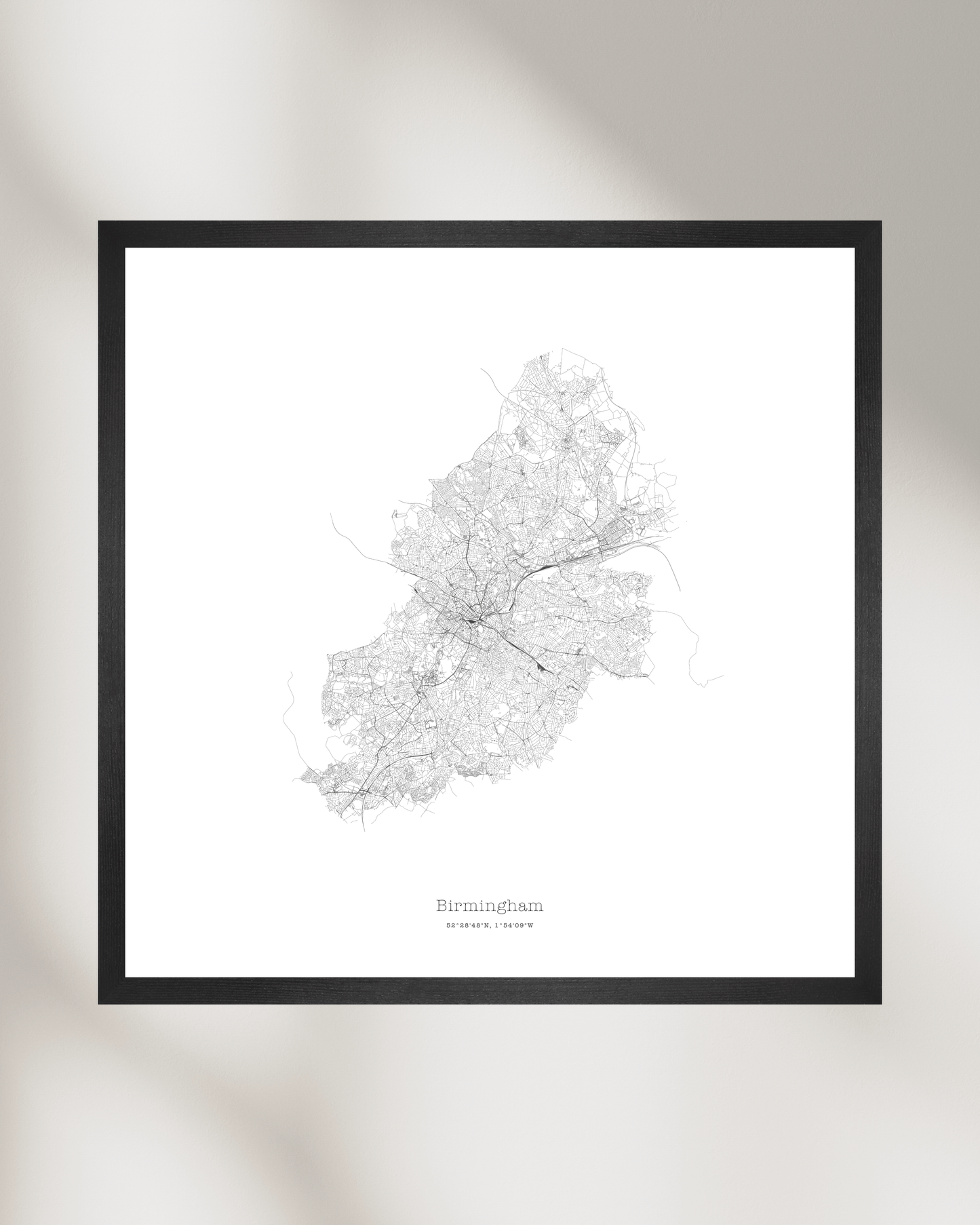 Birmingham - City Map - Minimalist Fine Art Print - White