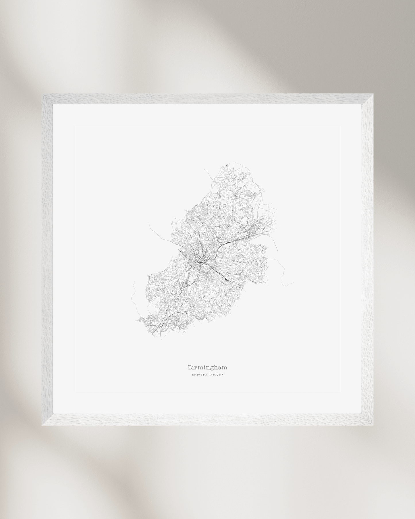 Birmingham - City Map - Minimalist Fine Art Print - White