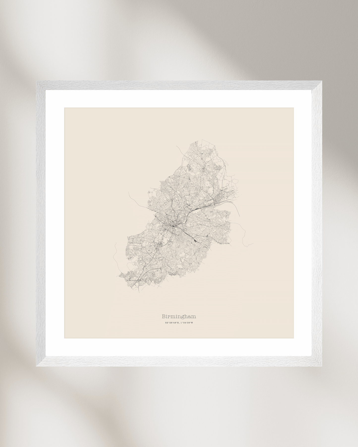 Birmingham - City Map - Minimalist Fine Art Print - Taupe