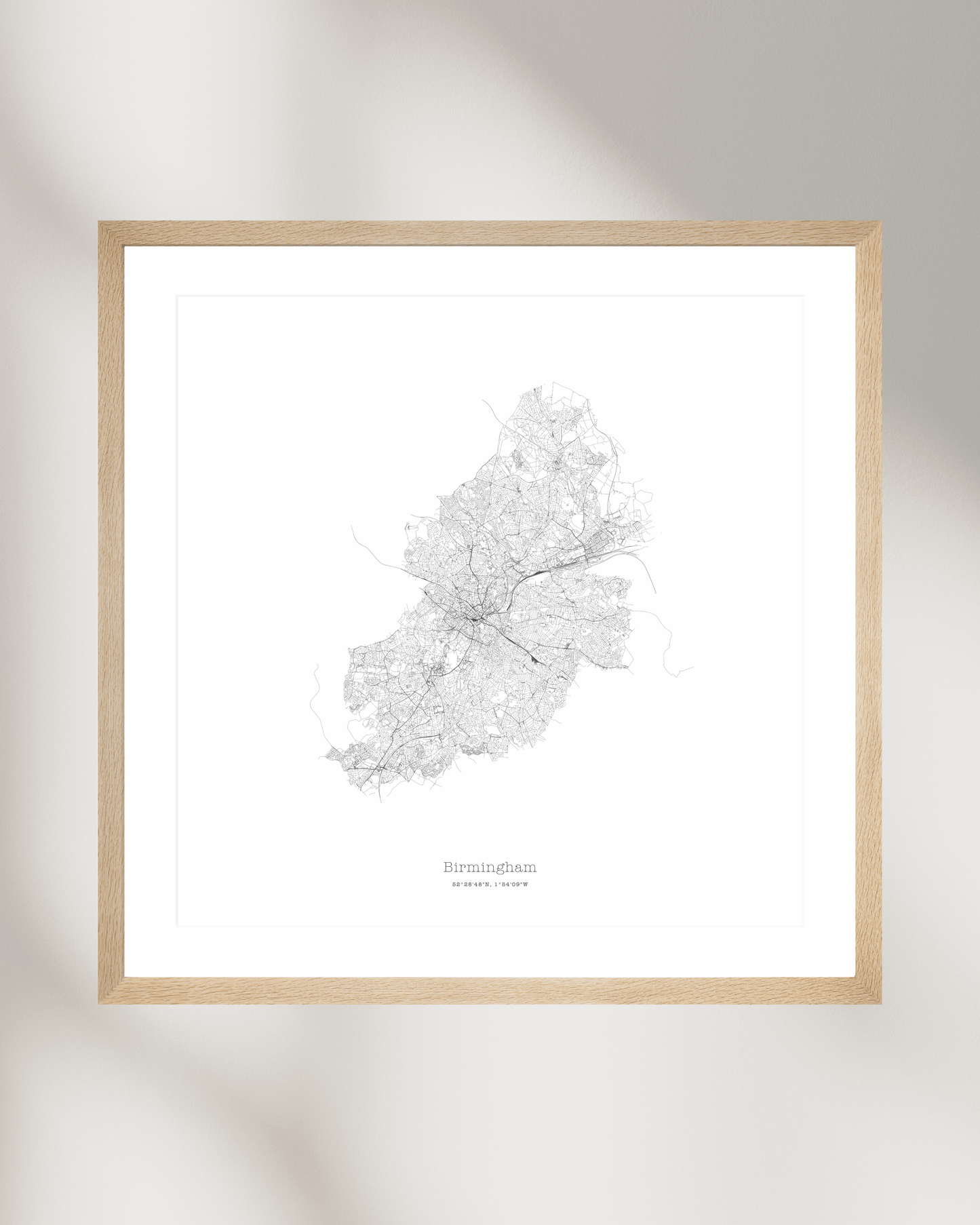 Birmingham - City Map - Minimalist Fine Art Print - White