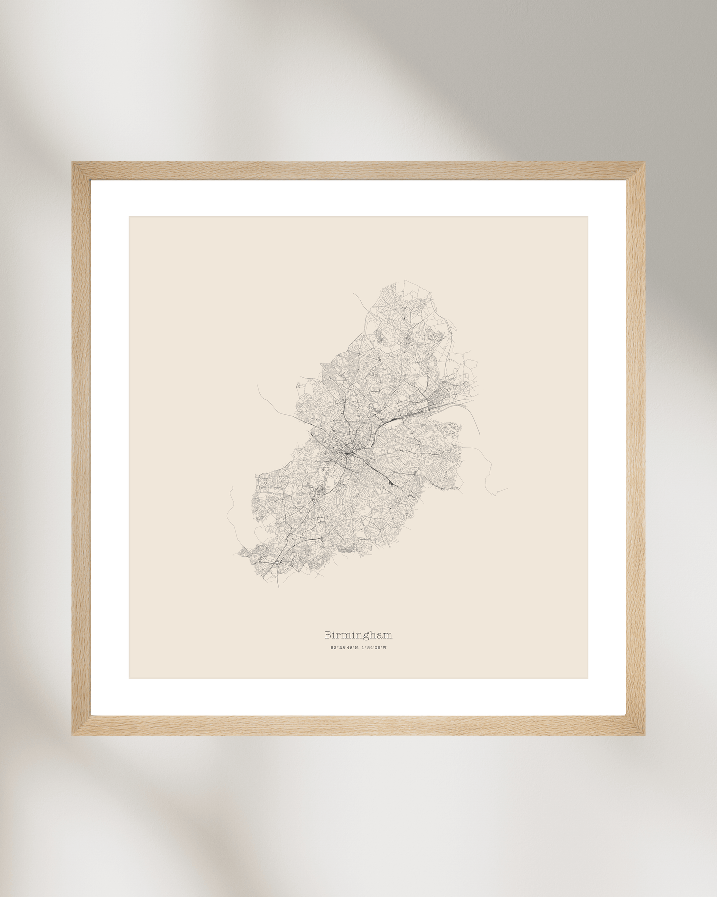 Birmingham - City Map - Minimalist Fine Art Print - Taupe
