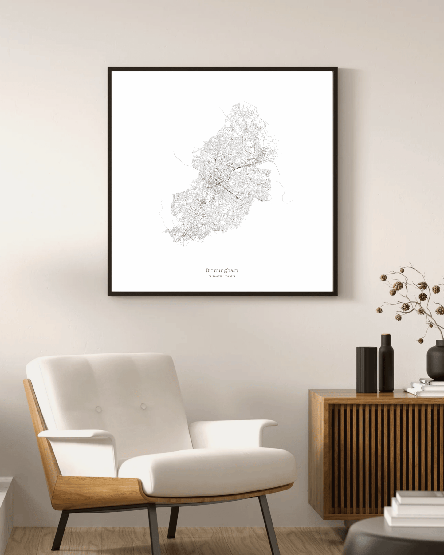 Birmingham - City Map - Minimalist Fine Art Print - White