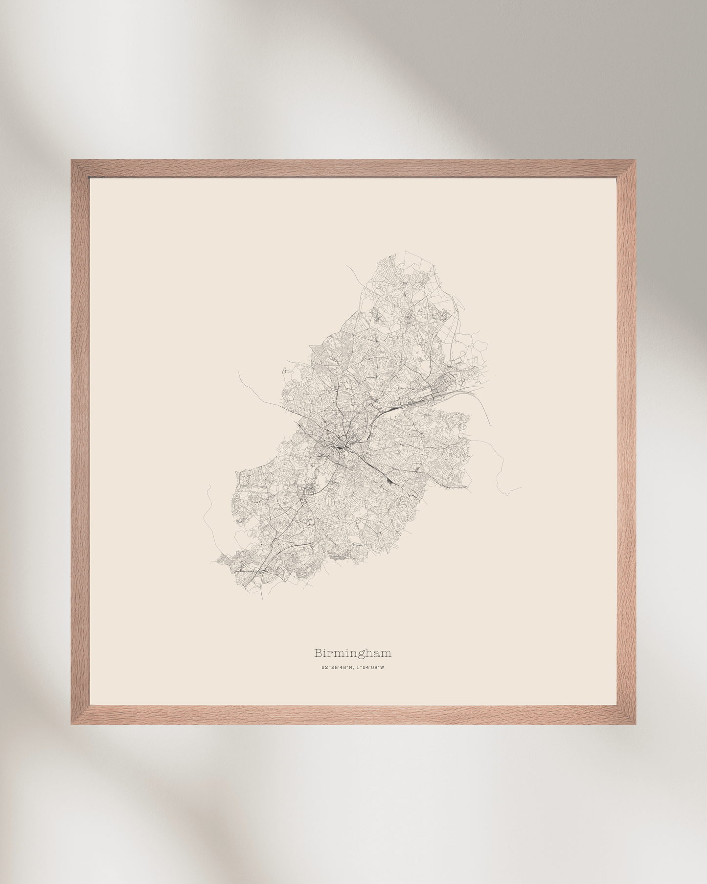 Birmingham - City Map - Minimalist Fine Art Print - Taupe