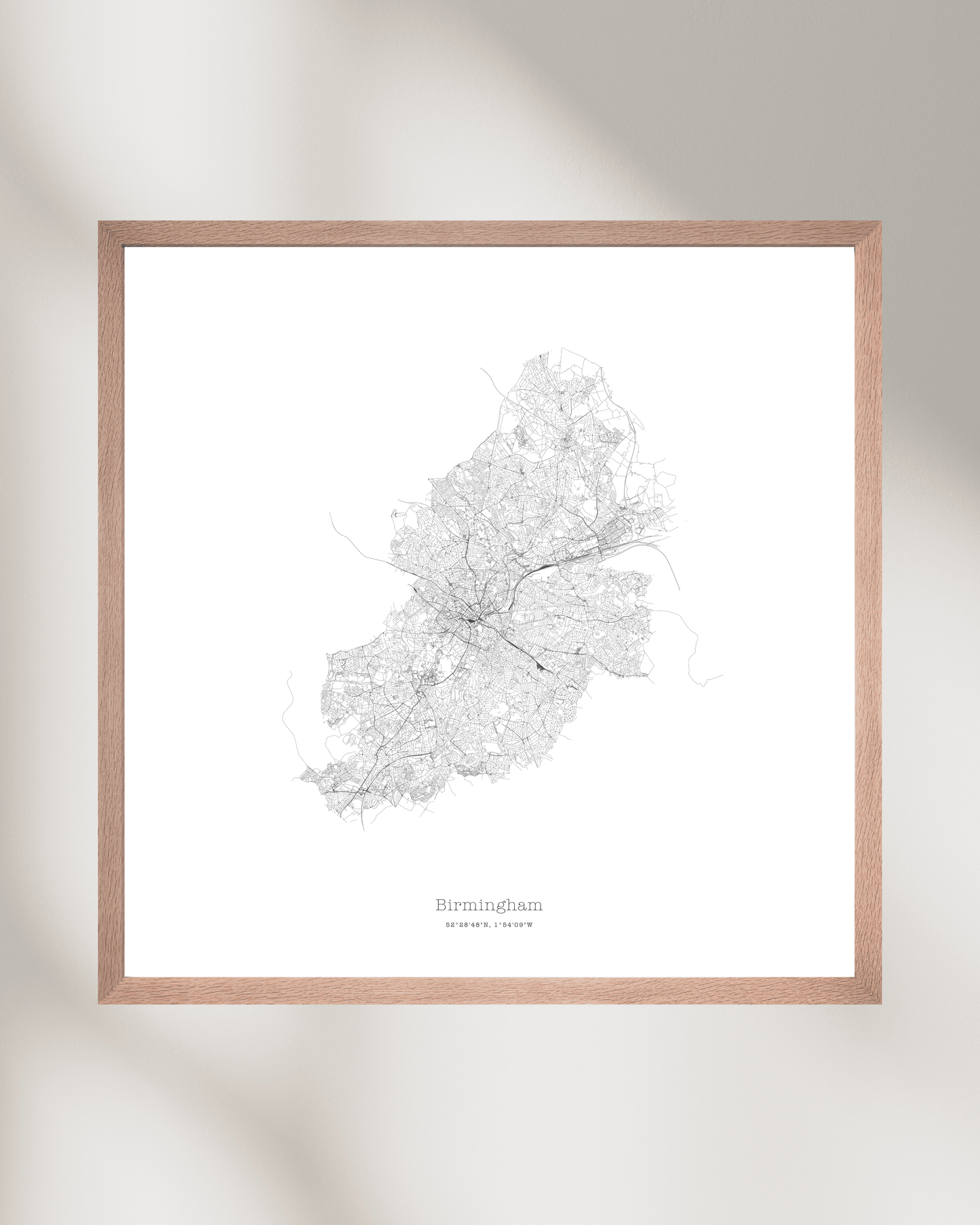 Birmingham - City Map - Minimalist Fine Art Print - White