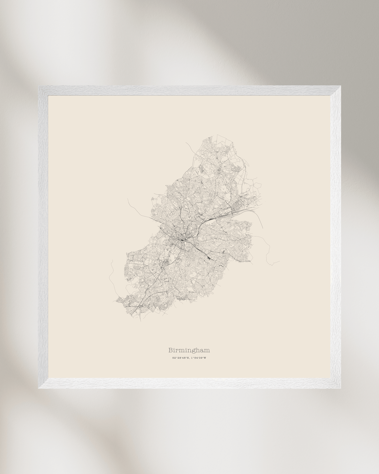 Birmingham - City Map - Minimalist Fine Art Print - Taupe