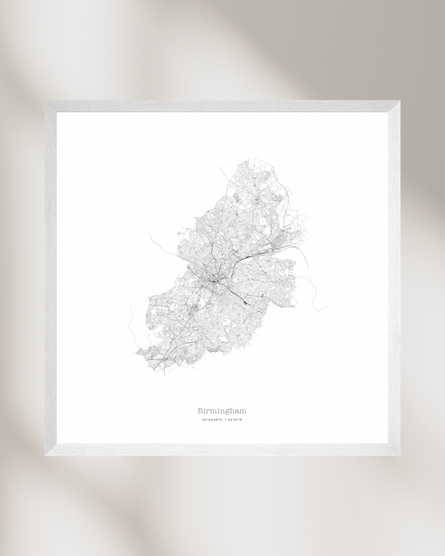 Birmingham - City Map - Minimalist Fine Art Print - White