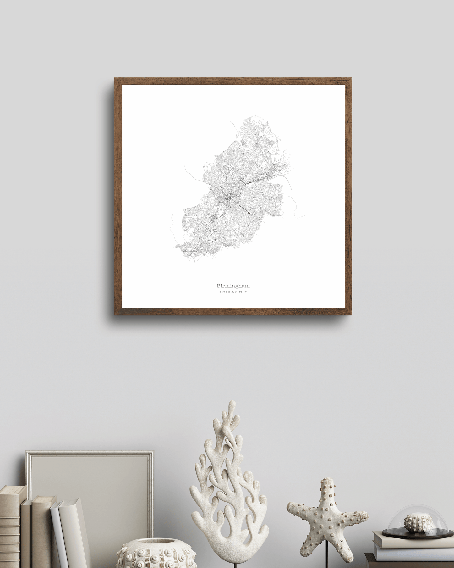 Birmingham - City Map - Minimalist Fine Art Print - White