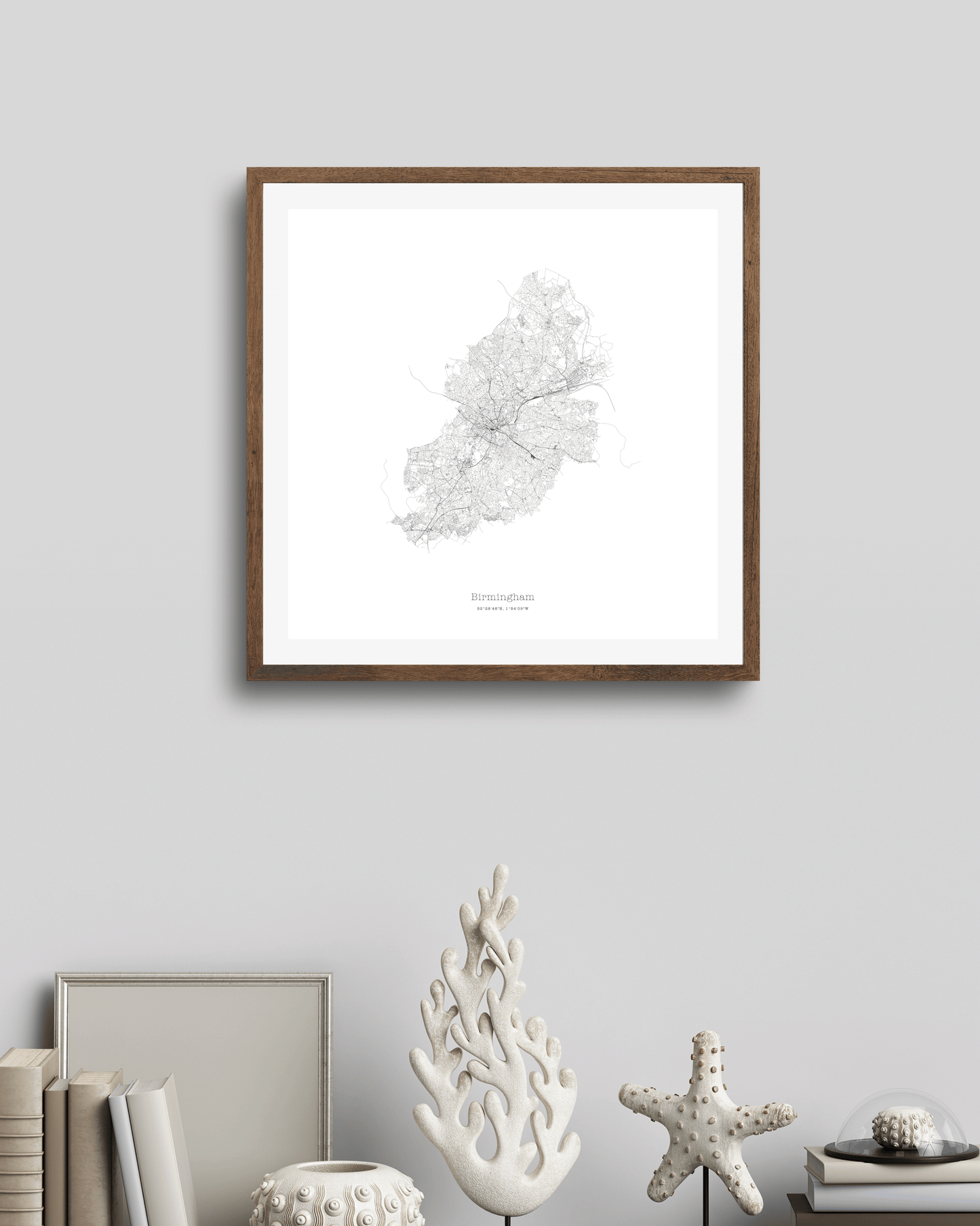 Birmingham - City Map - Minimalist Fine Art Print - White