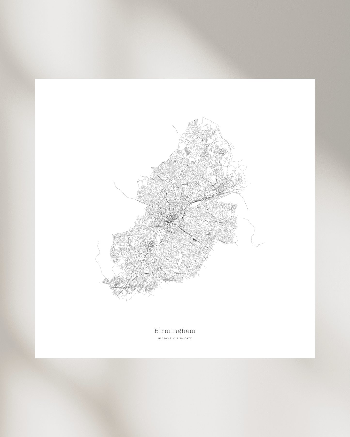 Birmingham - City Map - Minimalist Fine Art Print - White
