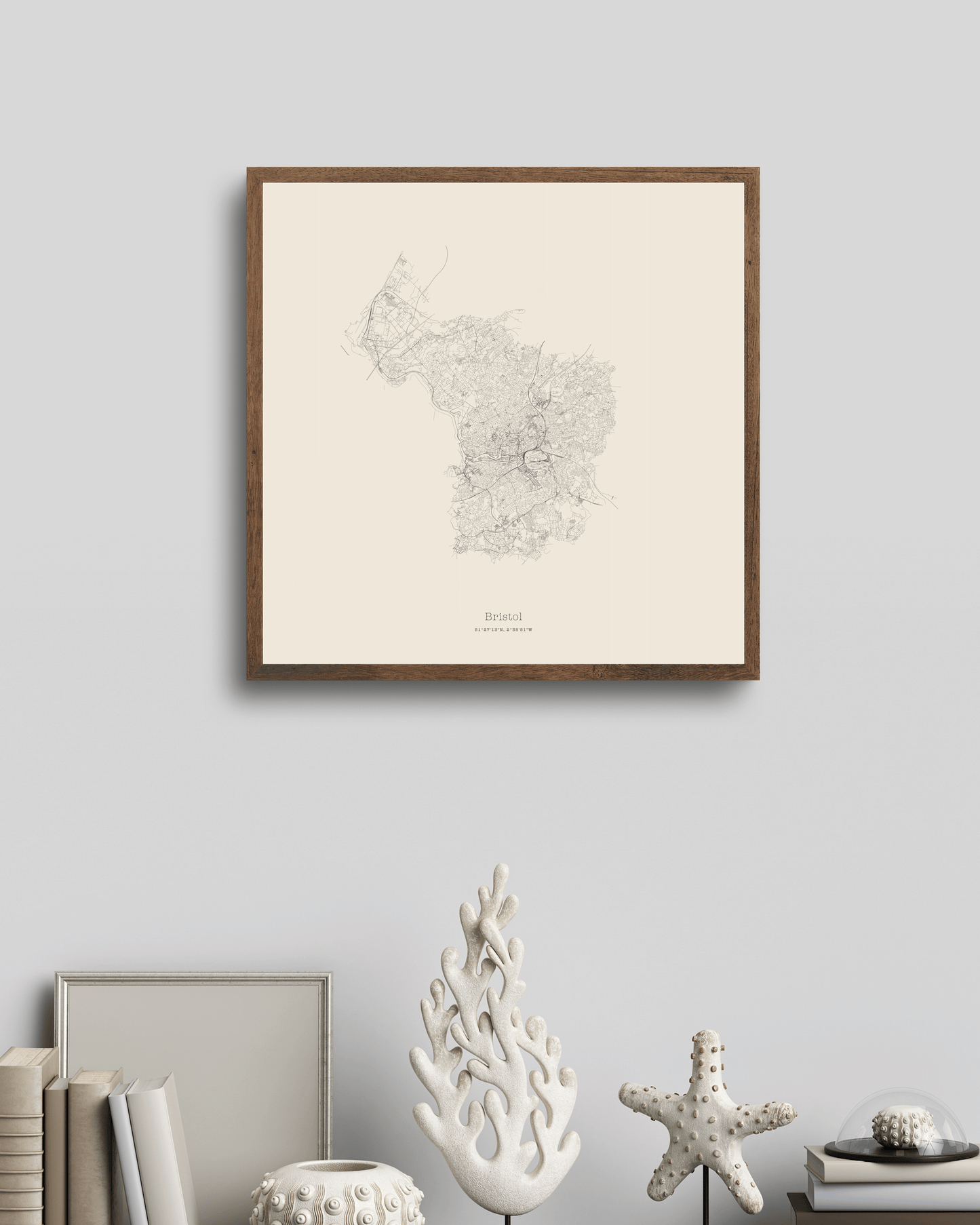 Bristol - City Map - Minimalist Fine Art Print - Taupe