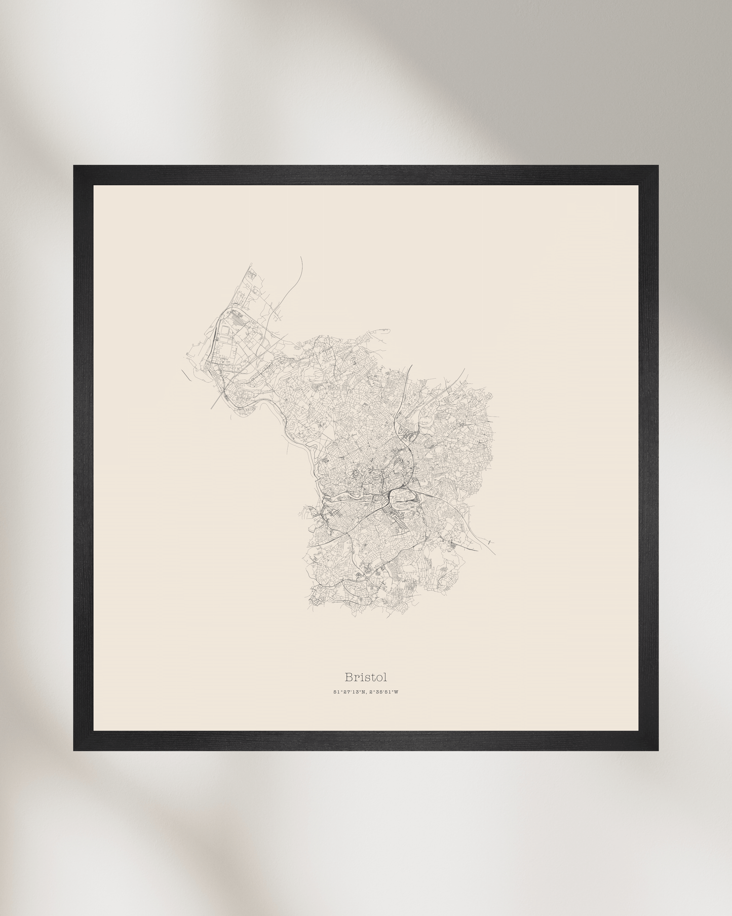 Bristol - City Map - Minimalist Fine Art Print - Taupe