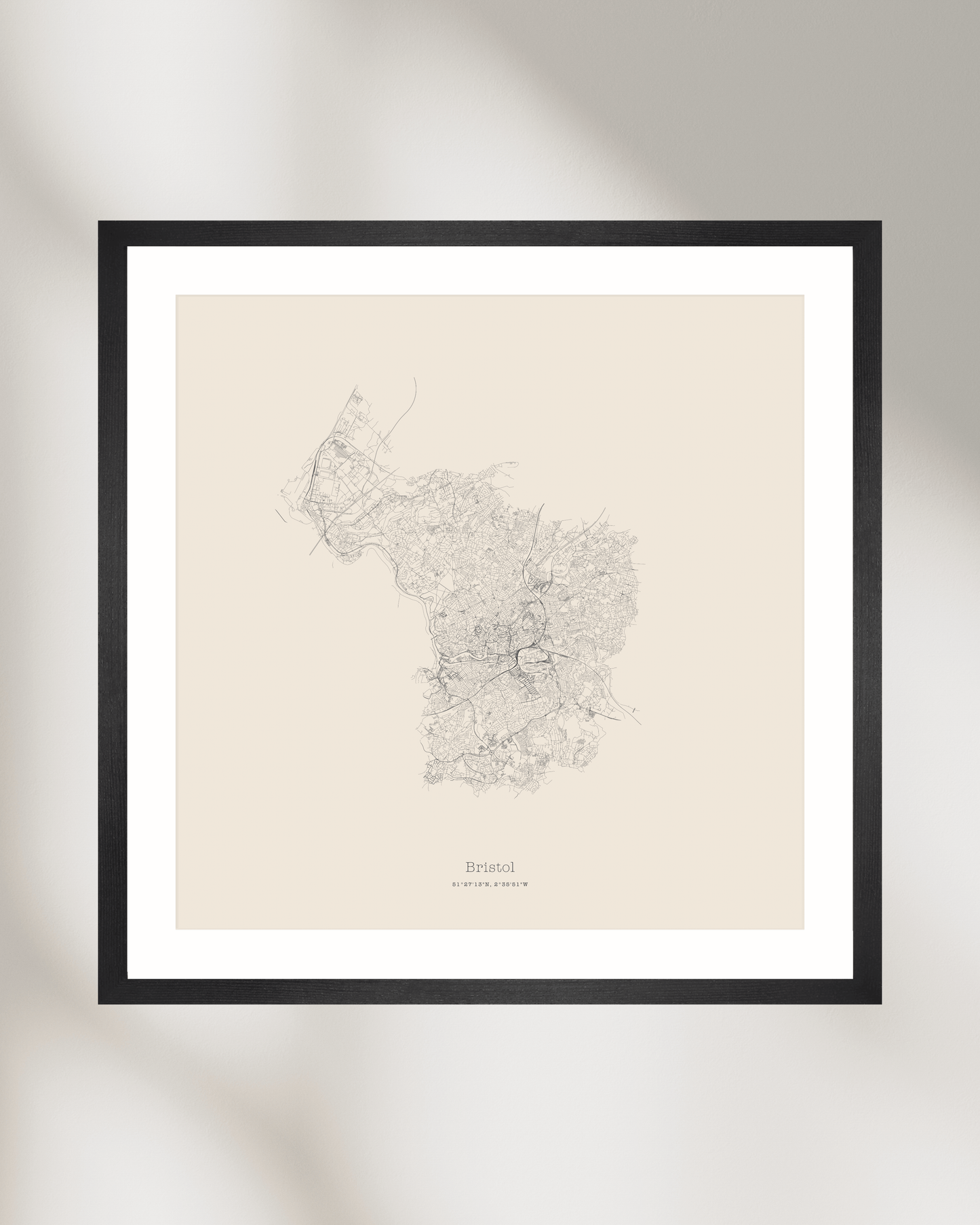 Bristol - City Map - Minimalist Fine Art Print - Taupe
