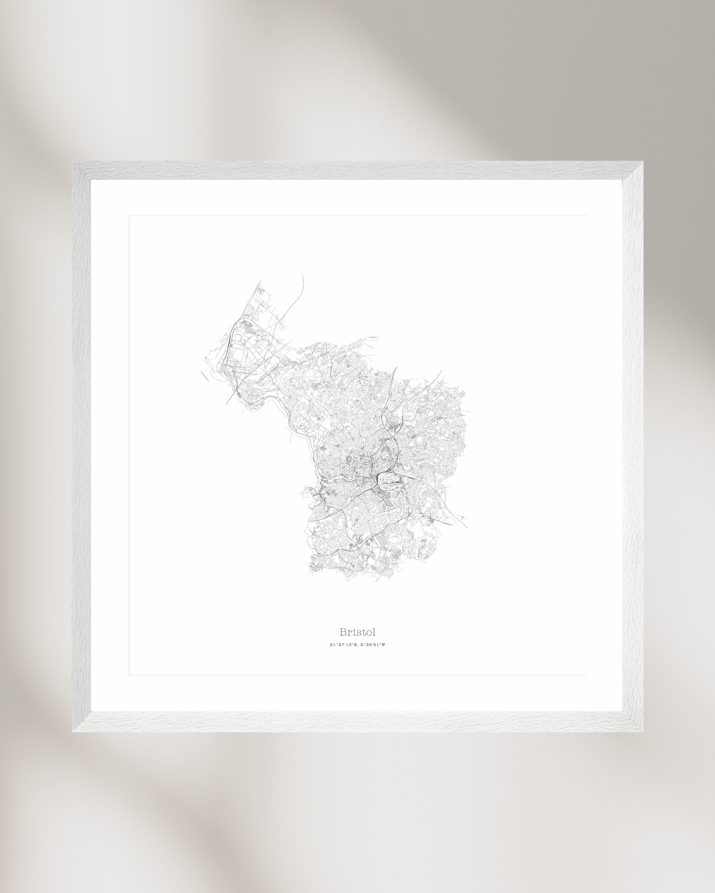 Bristol - City Map - Minimalist Fine Art Print - White