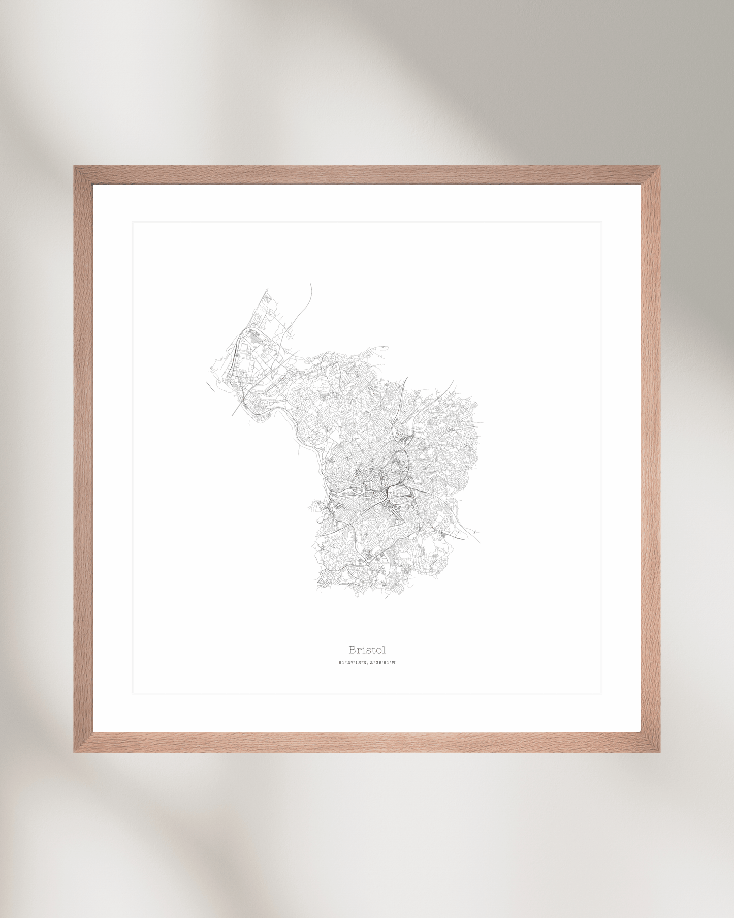 Bristol - City Map - Minimalist Fine Art Print - White