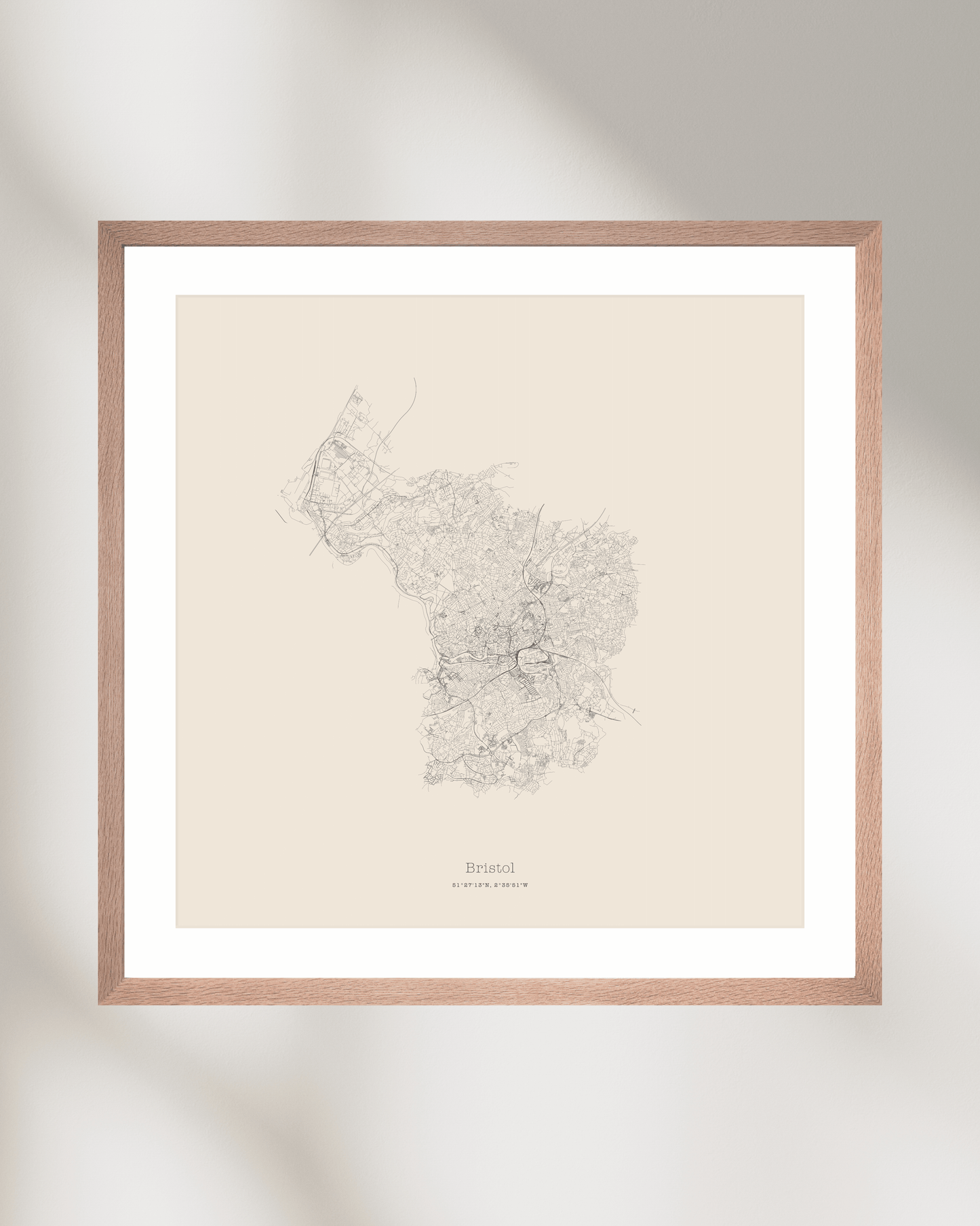 Bristol - City Map - Minimalist Fine Art Print - Taupe