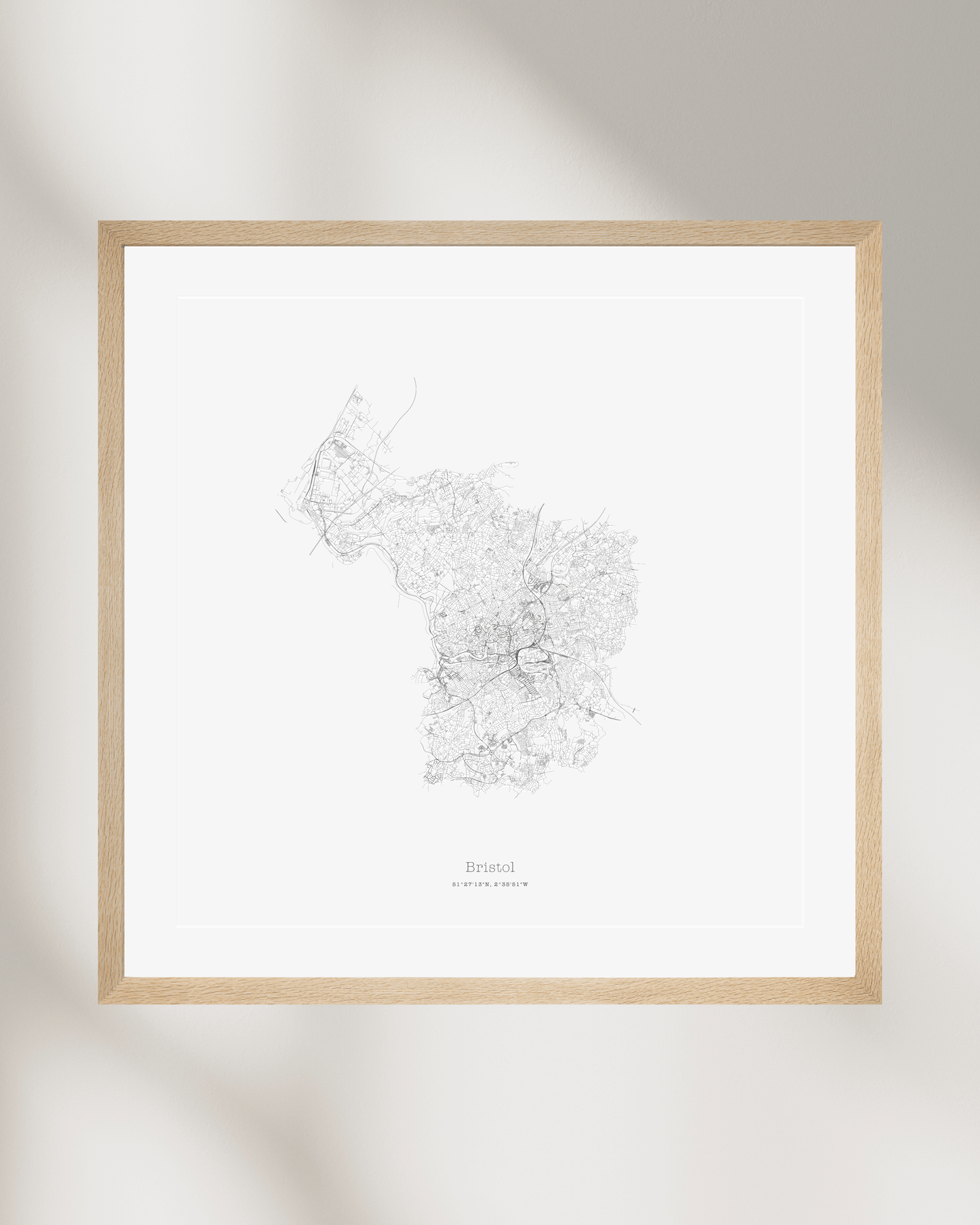 Bristol - City Map - Minimalist Fine Art Print - White