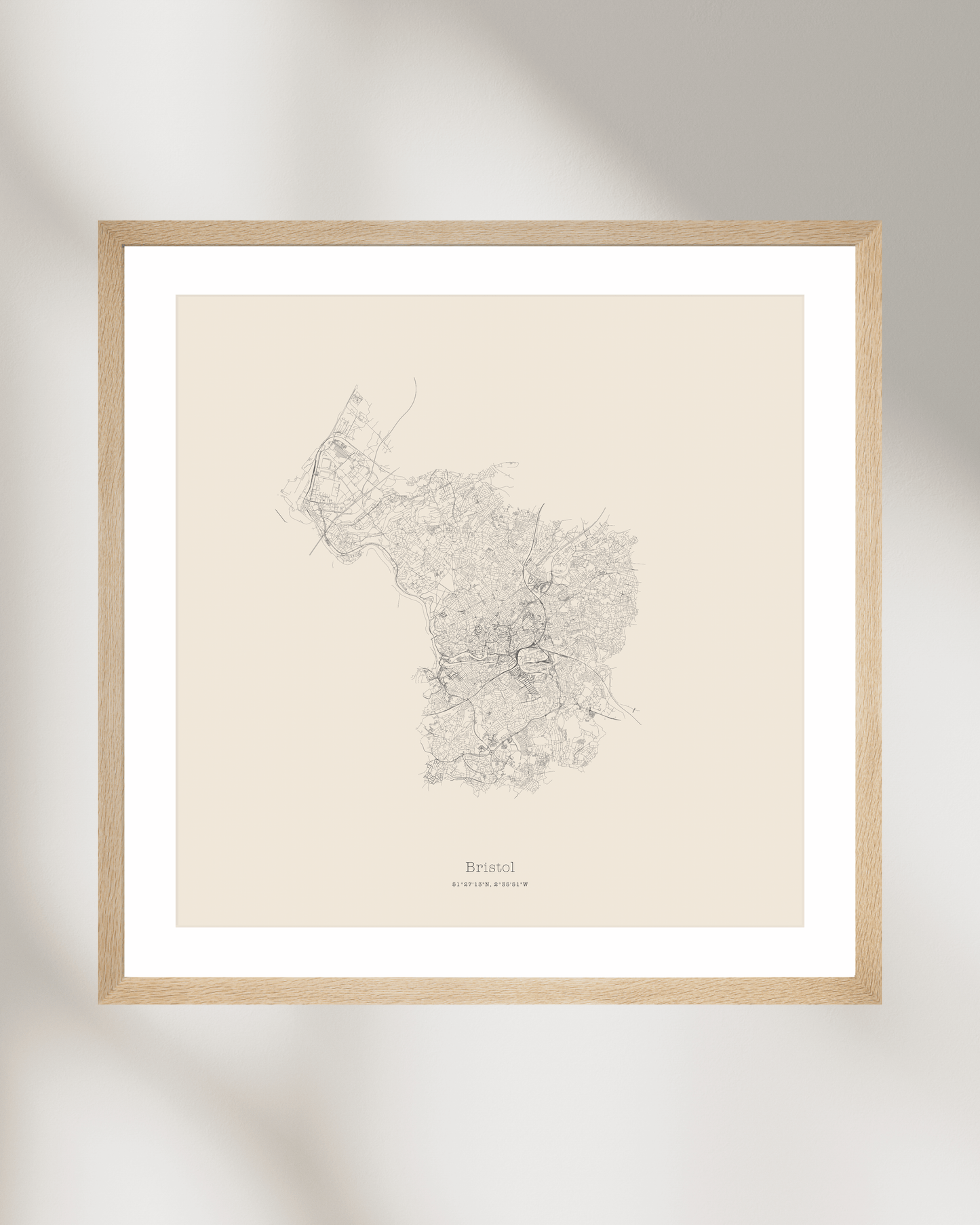 Bristol - City Map - Minimalist Fine Art Print - Taupe