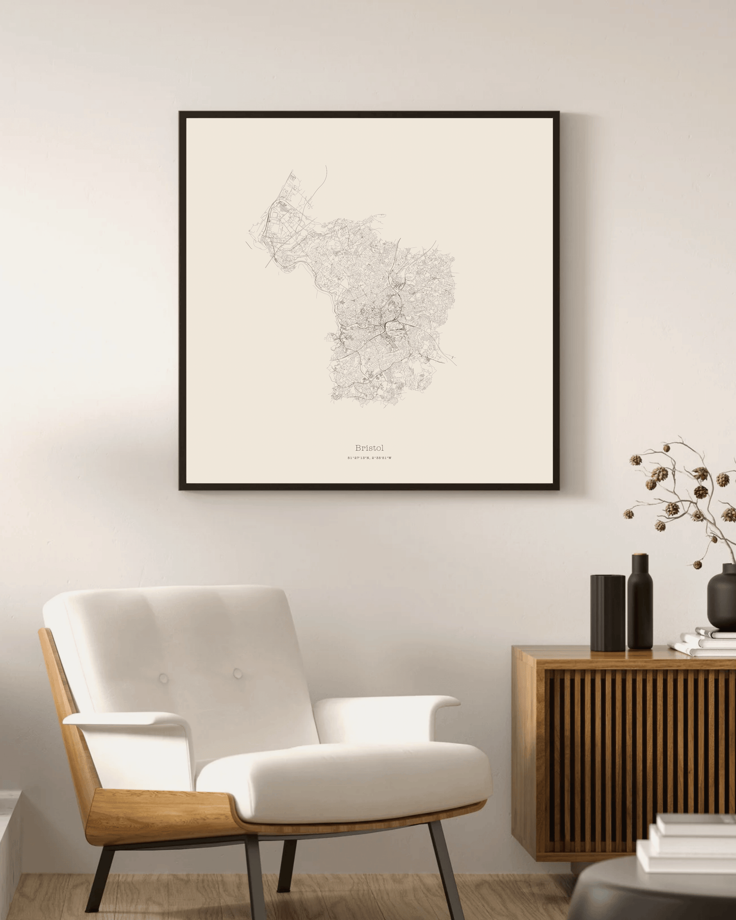 Bristol - City Map - Minimalist Fine Art Print - Taupe