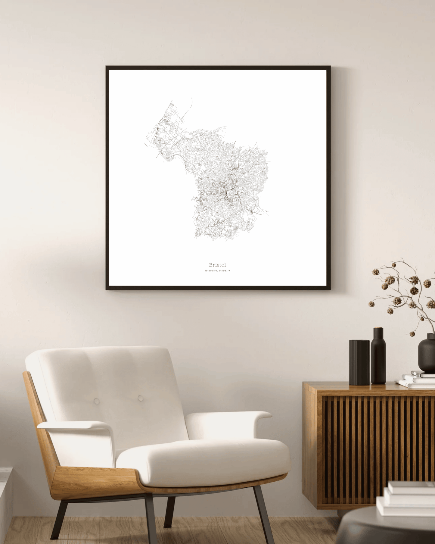 Bristol - City Map - Minimalist Fine Art Print - White