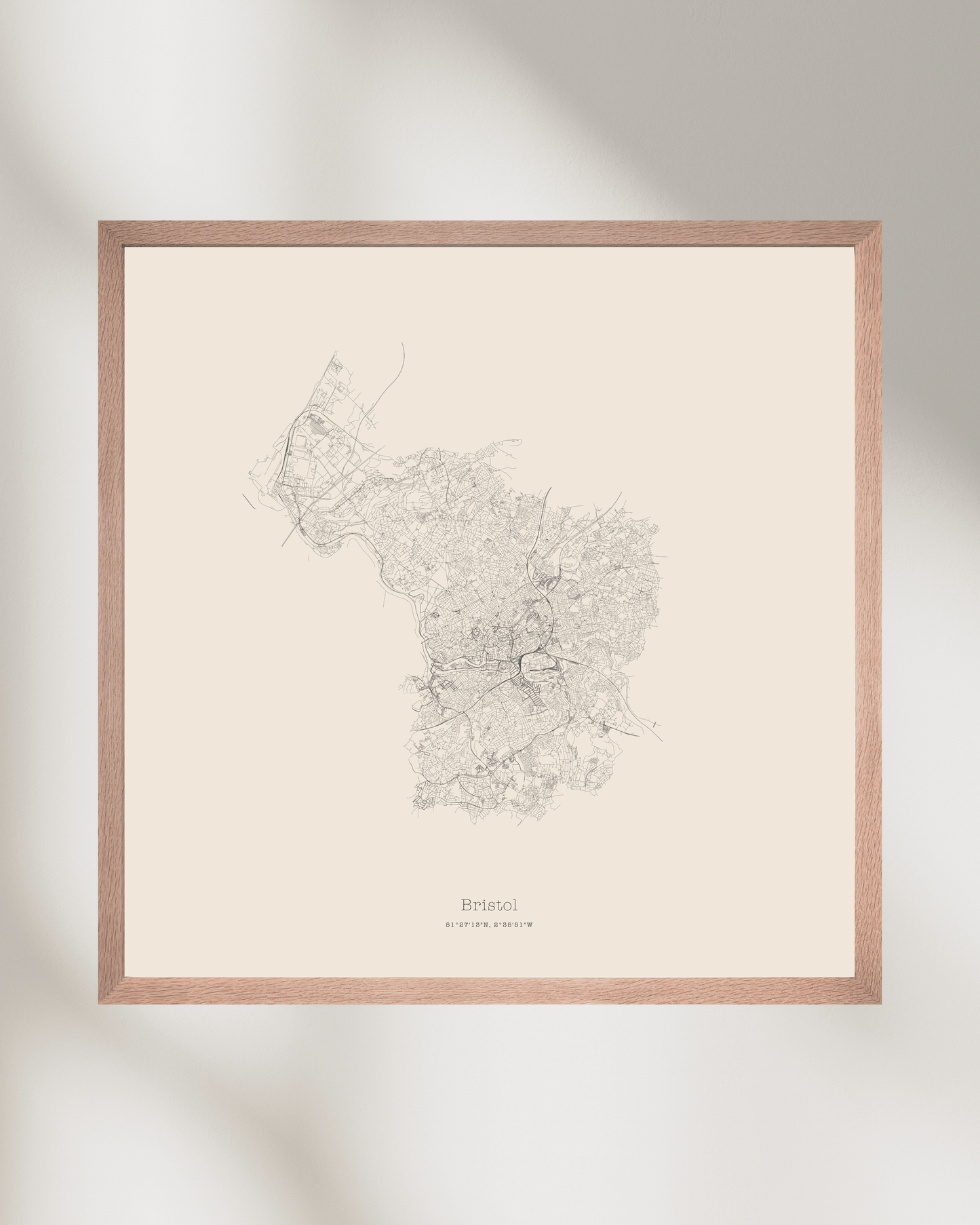 Bristol - City Map - Minimalist Fine Art Print - Taupe