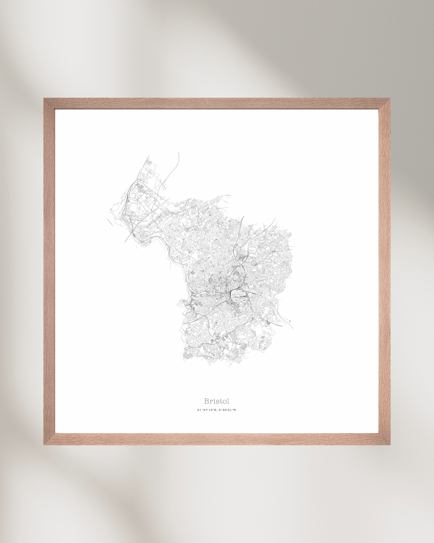 Bristol - City Map - Minimalist Fine Art Print - White