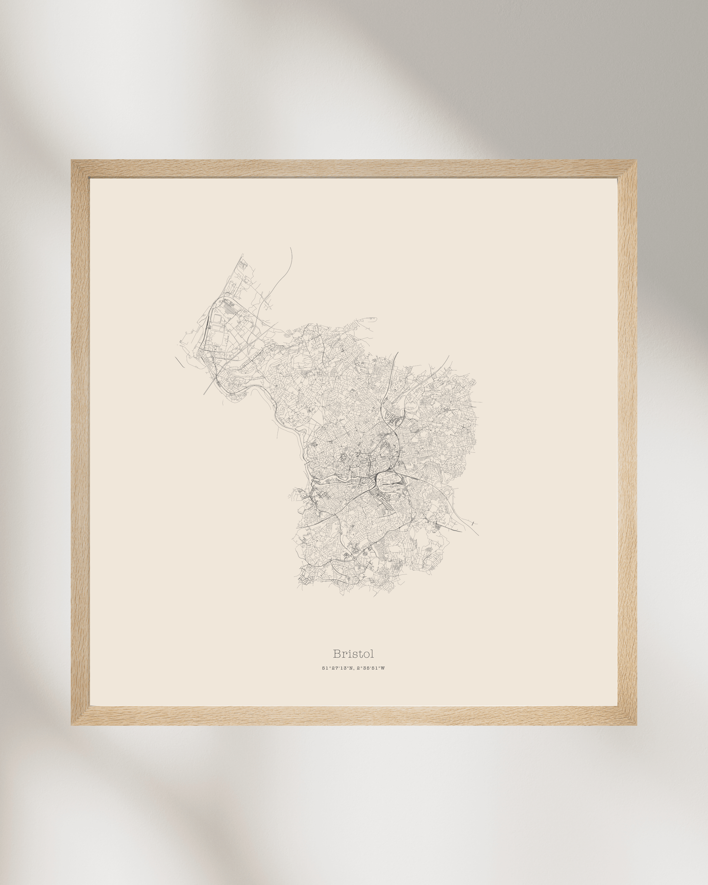 Bristol - City Map - Minimalist Fine Art Print - Taupe