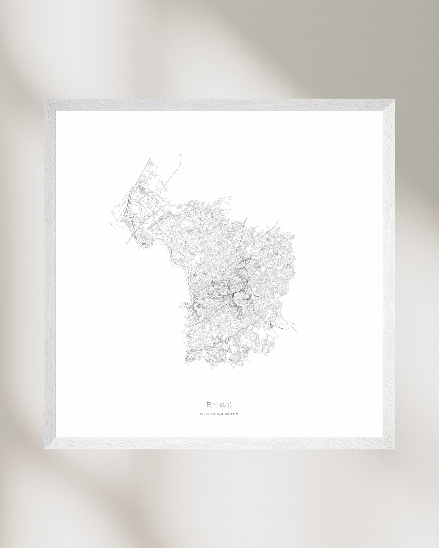 Bristol - City Map - Minimalist Fine Art Print - White
