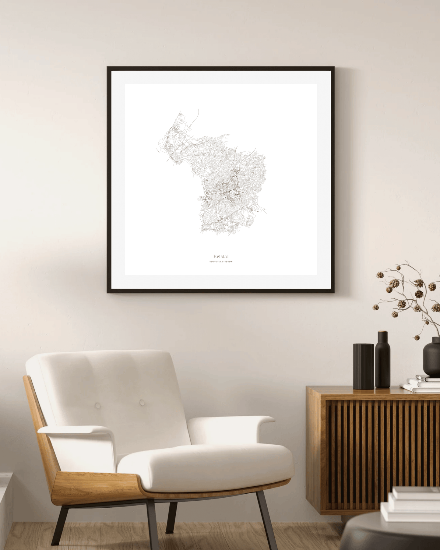 Bristol - City Map - Minimalist Fine Art Print - White
