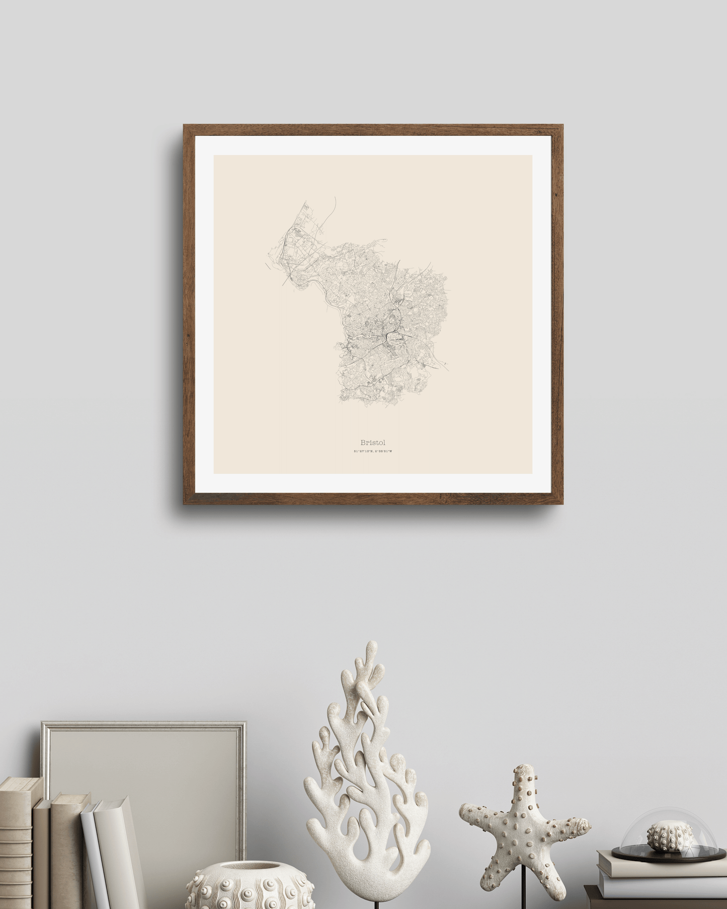 Bristol - City Map - Minimalist Fine Art Print - Taupe