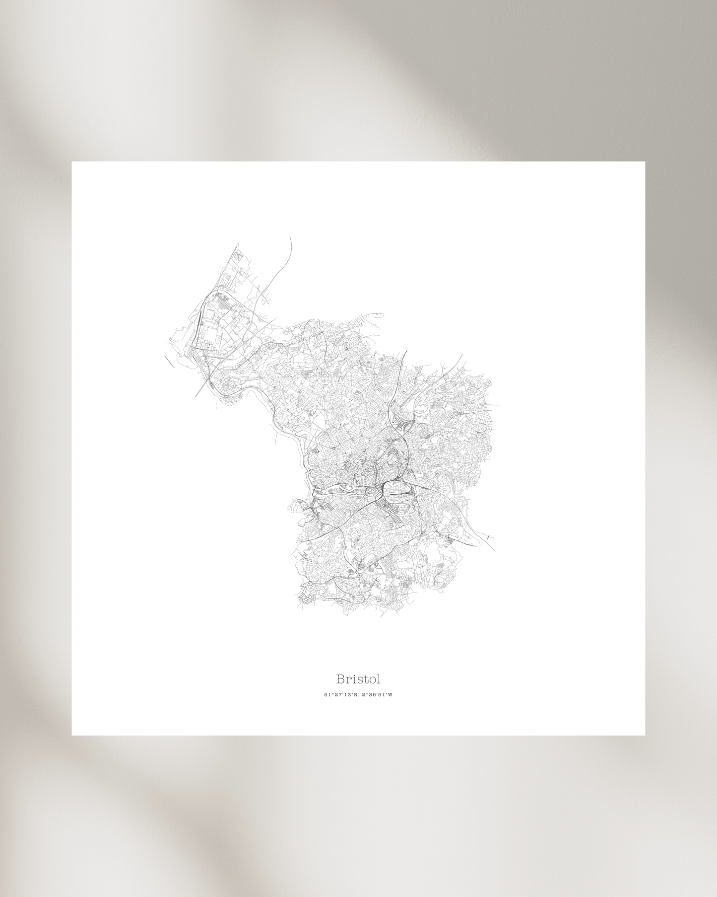 Bristol - City Map - Minimalist Fine Art Print - White