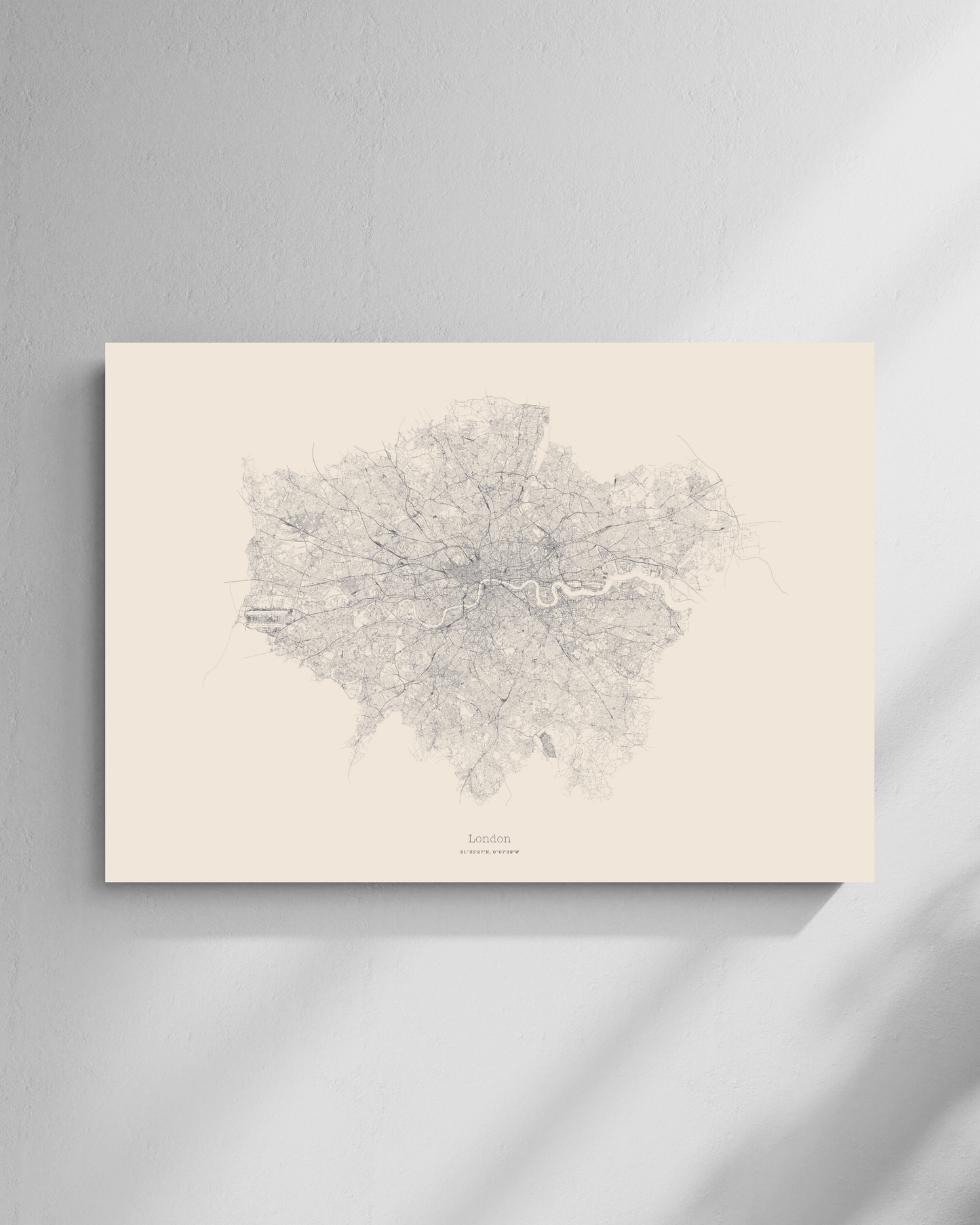 Greater London - City Map - Minimalist Fine Art Print - Taupe