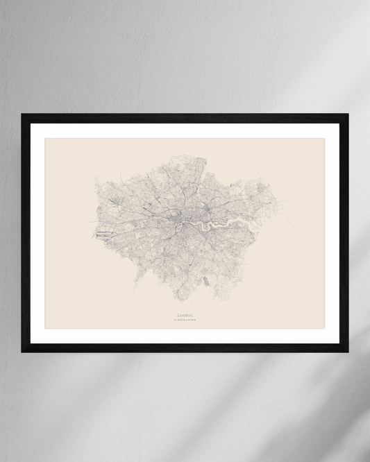 Greater London - City Map - Minimalist Fine Art Print - Taupe