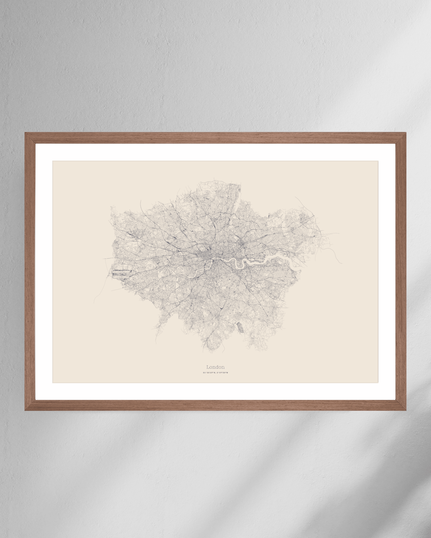 Greater London - City Map - Minimalist Fine Art Print - Taupe