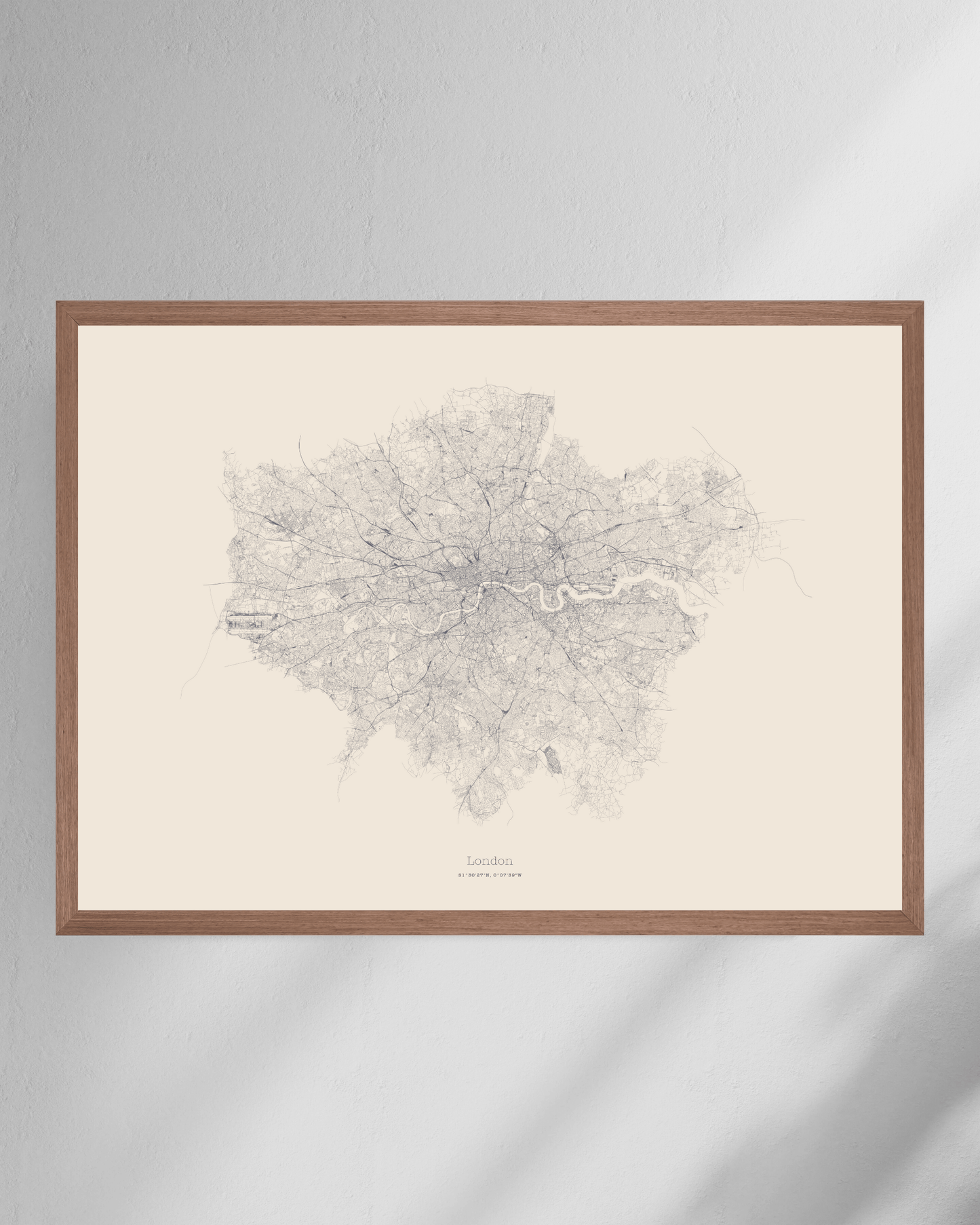 Greater London - City Map - Minimalist Fine Art Print - Taupe