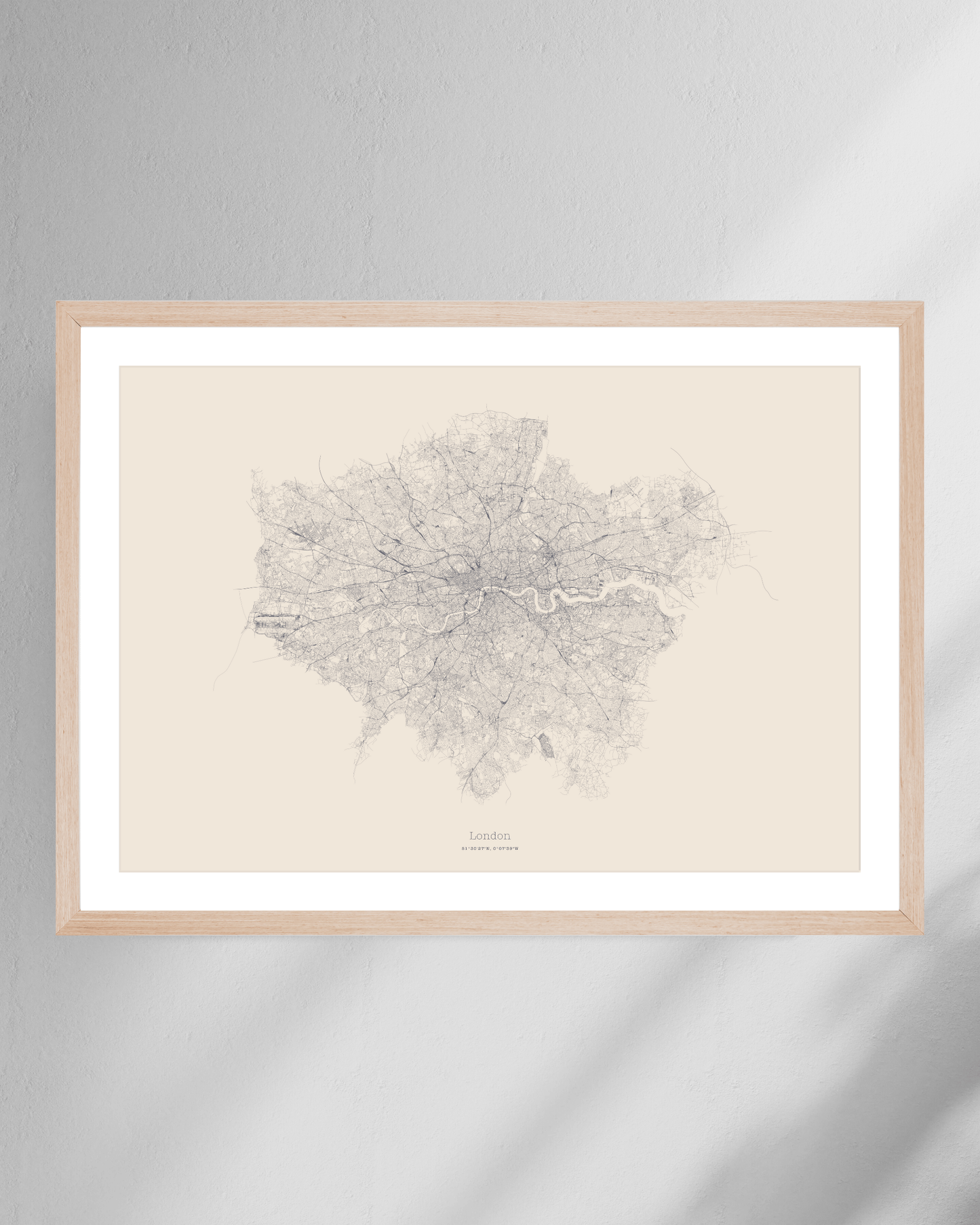 Greater London - City Map - Minimalist Fine Art Print - Taupe
