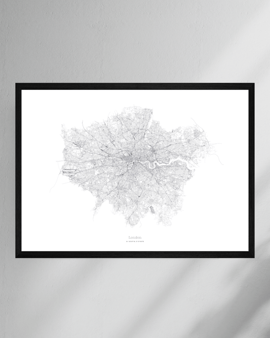 Greater London - City Map - Minimalist Fine Art Print - White
