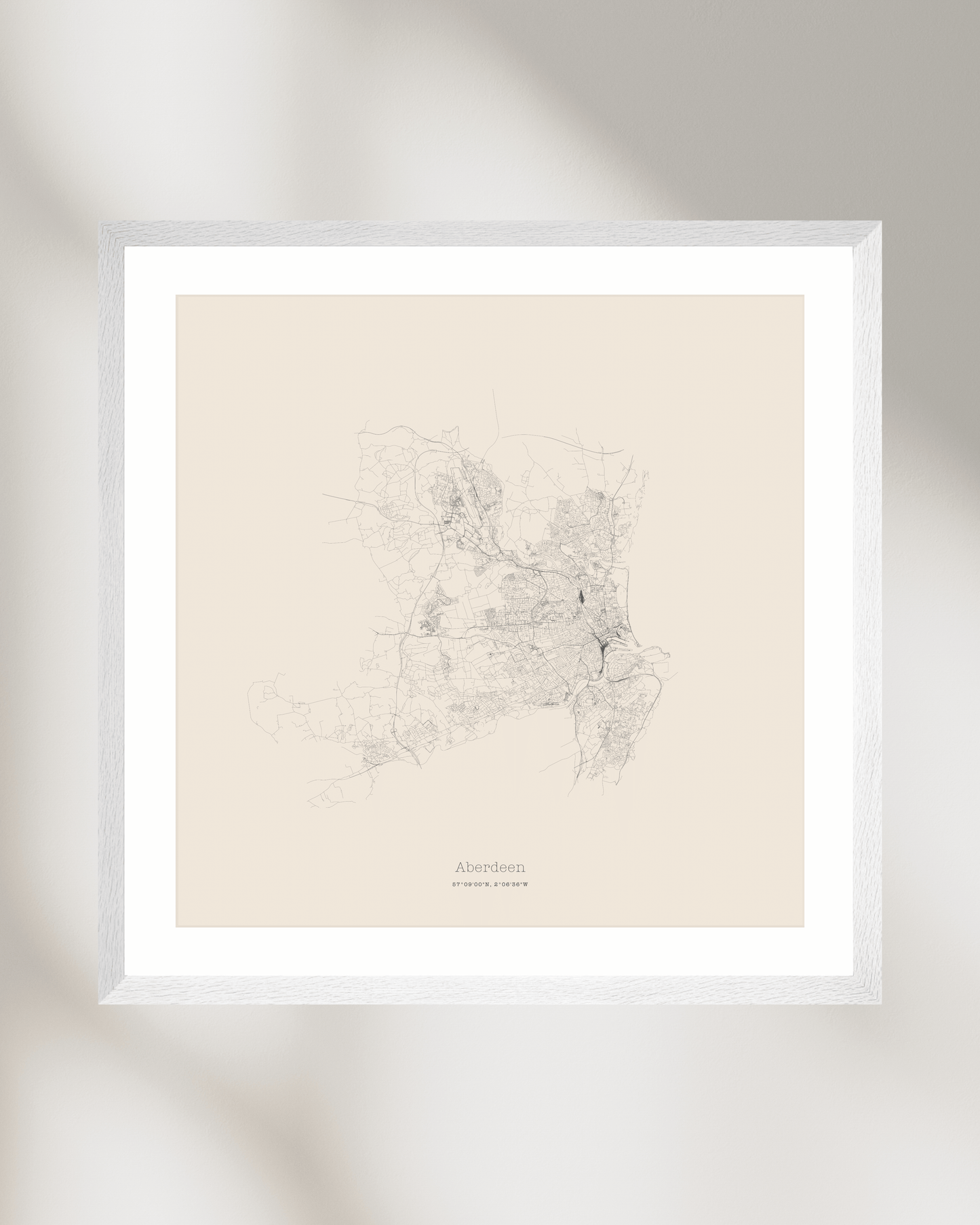 Aberdeen - City Map - Minimalist Fine Art Print - Taupe