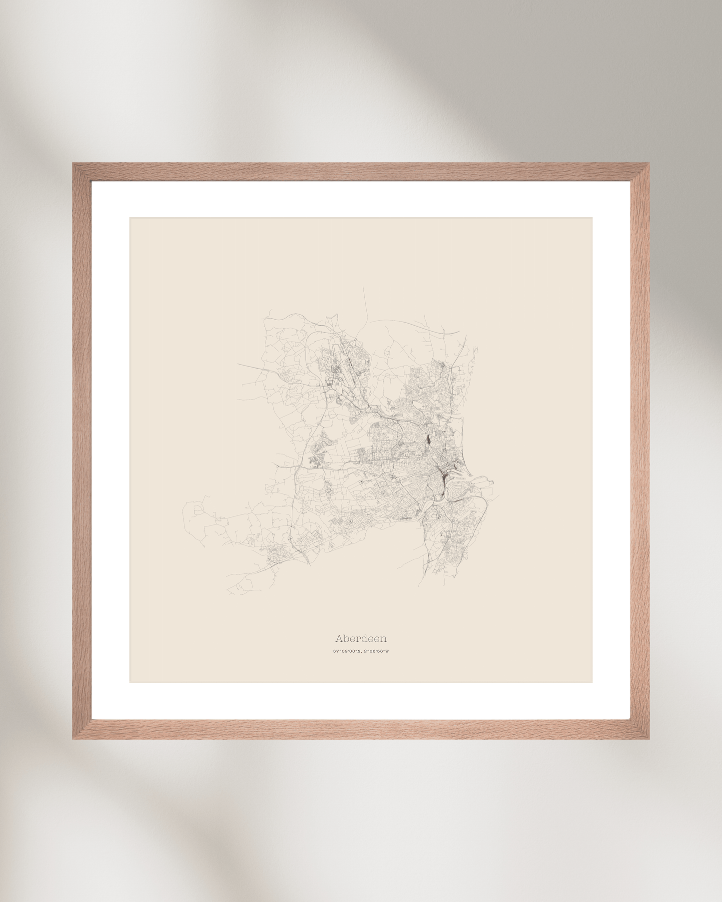 Aberdeen - City Map - Minimalist Fine Art Print - Taupe