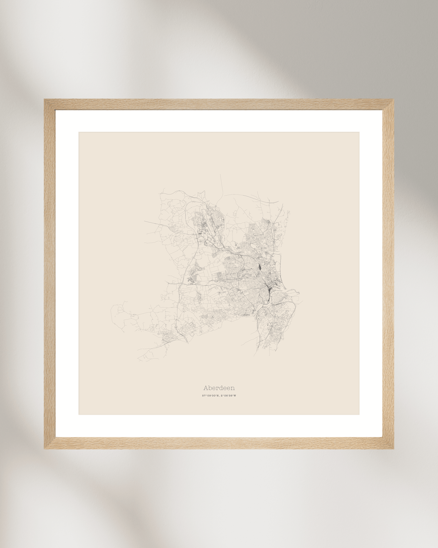 Aberdeen - City Map - Minimalist Fine Art Print - Taupe