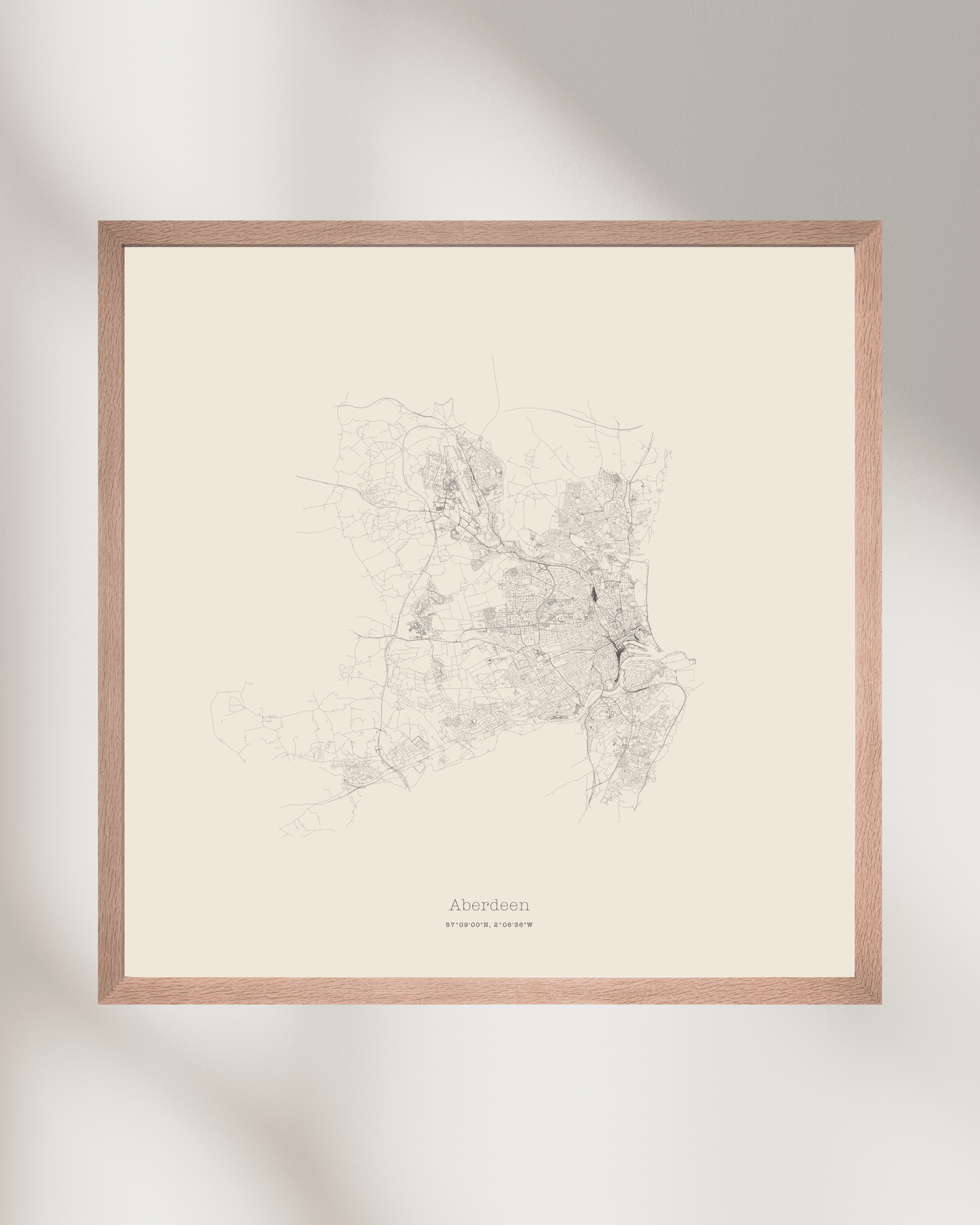 Aberdeen - City Map - Minimalist Fine Art Print - Taupe