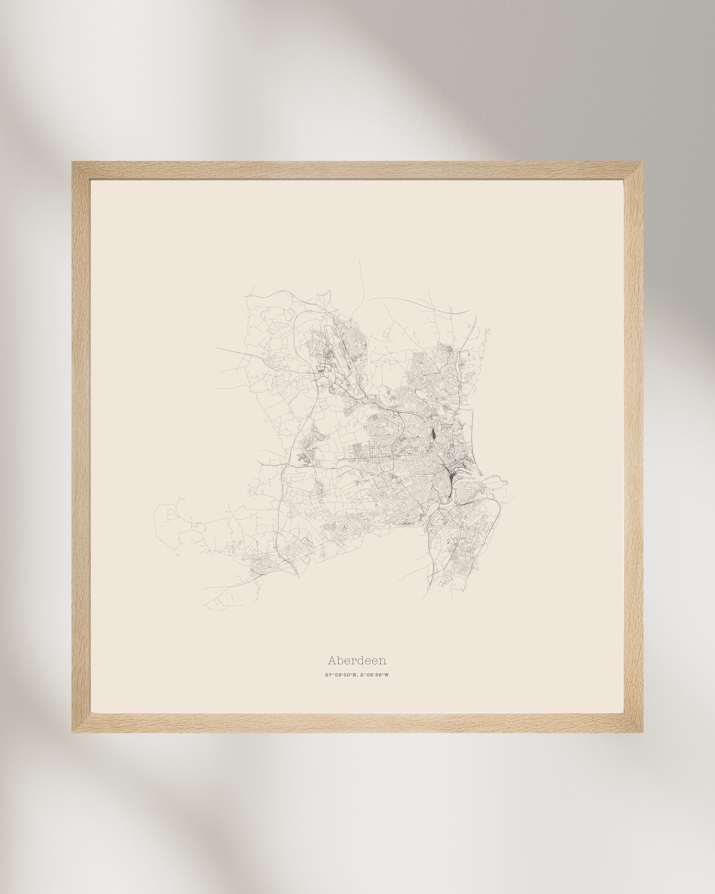 Aberdeen - City Map - Minimalist Fine Art Print - Taupe