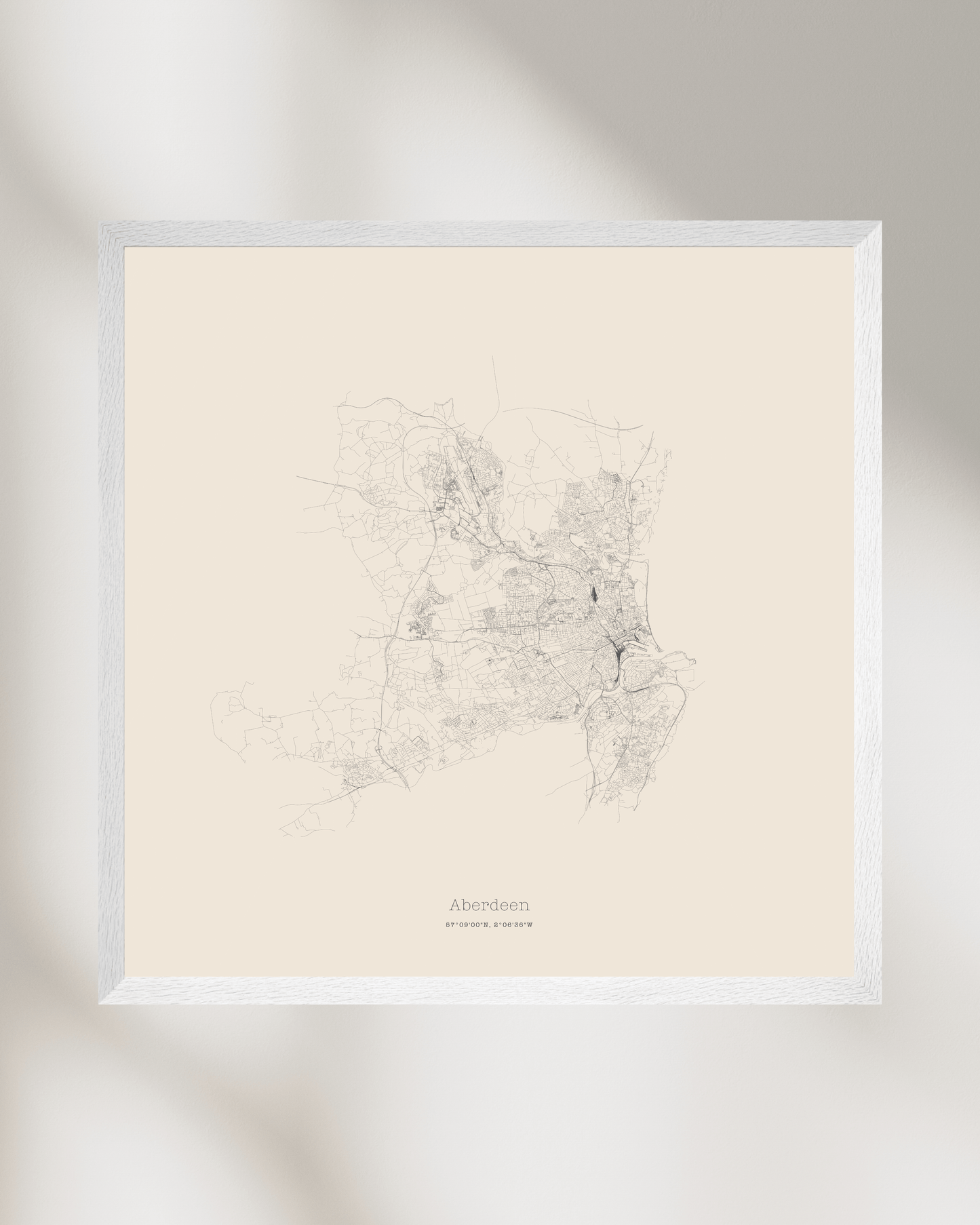 Aberdeen - City Map - Minimalist Fine Art Print - Taupe