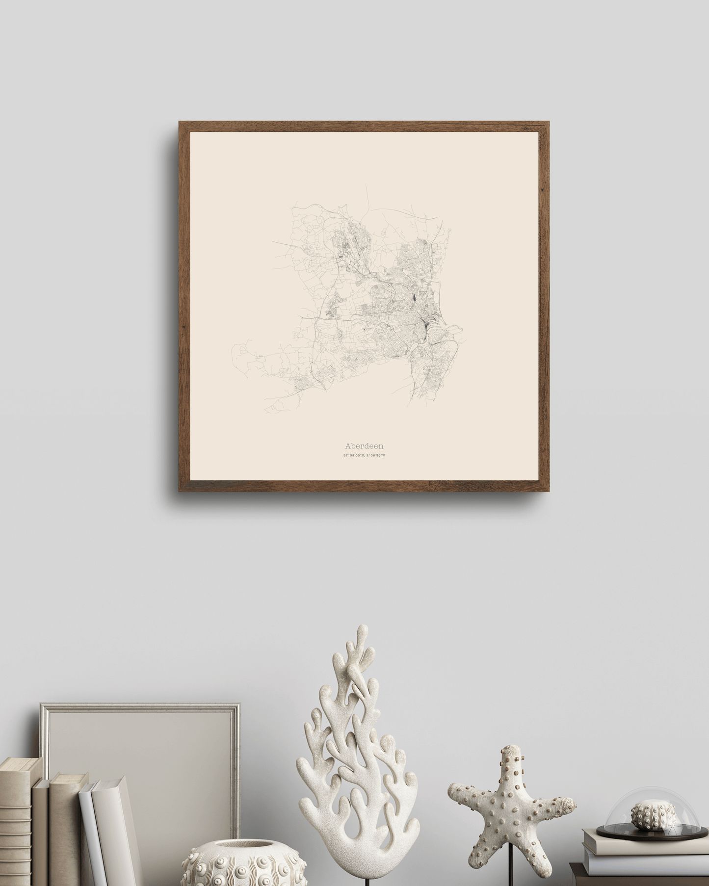 Aberdeen - City Map - Minimalist Fine Art Print - Taupe