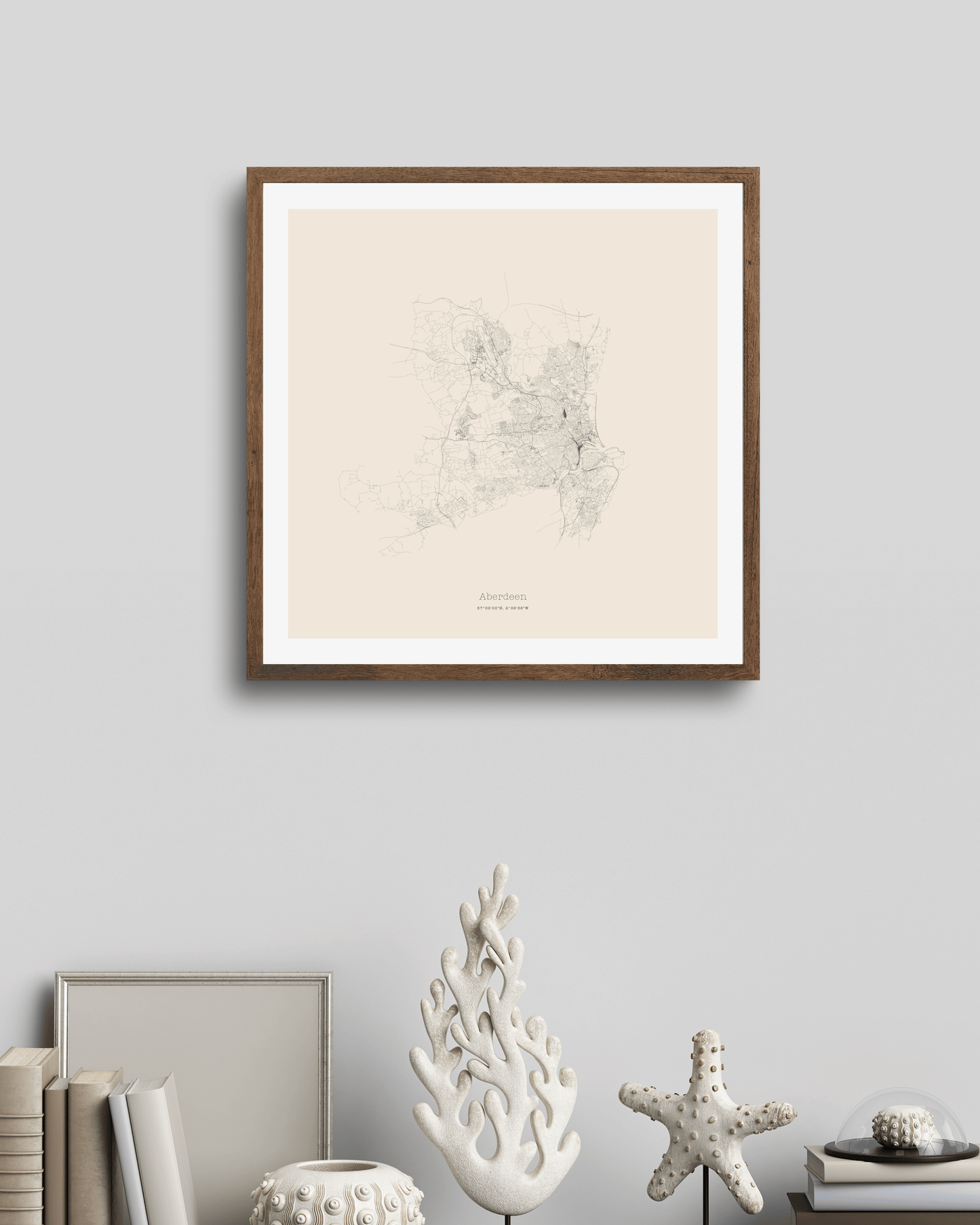 Aberdeen - City Map - Minimalist Fine Art Print - Taupe