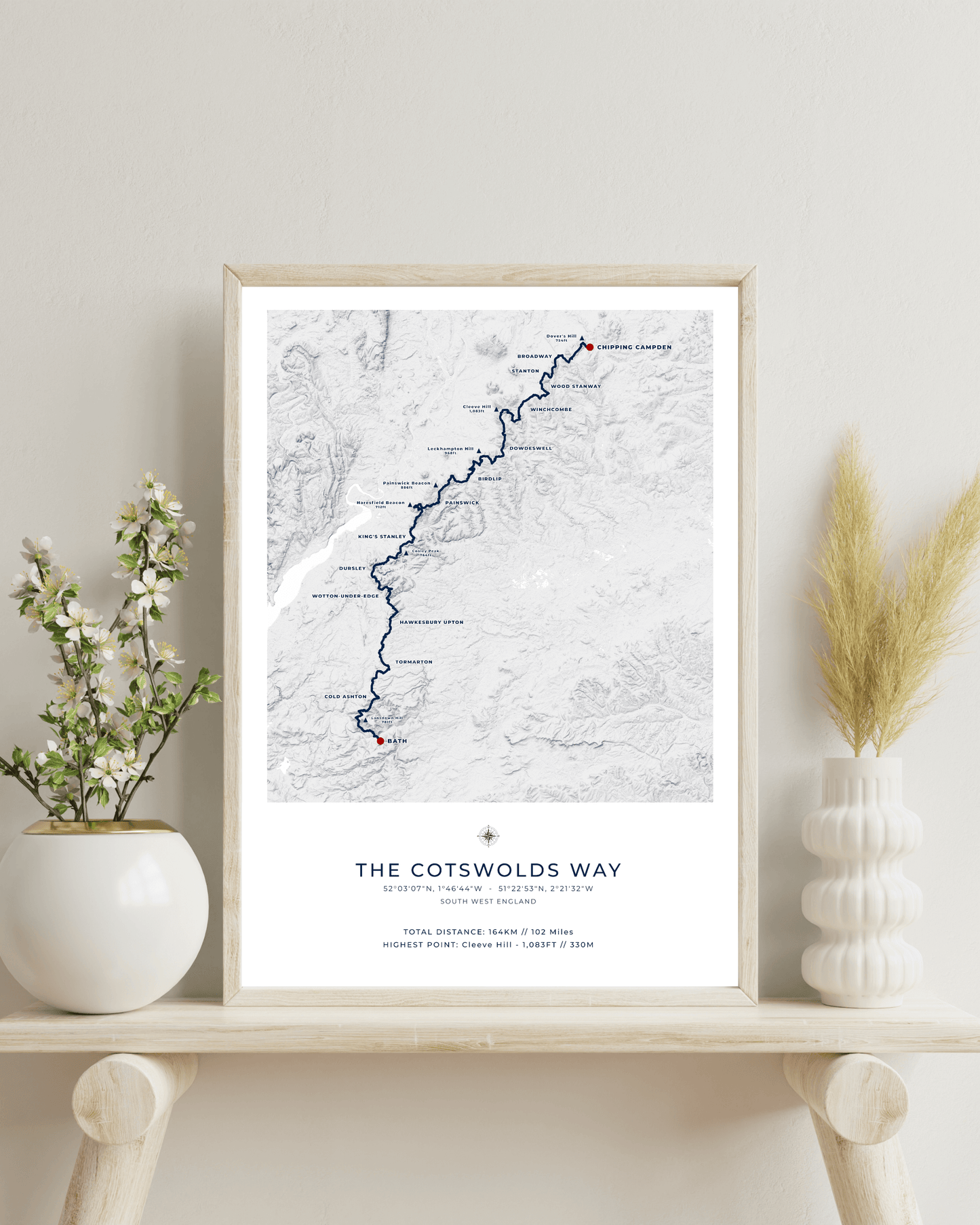 The Cotswolds Way - Route Map Print