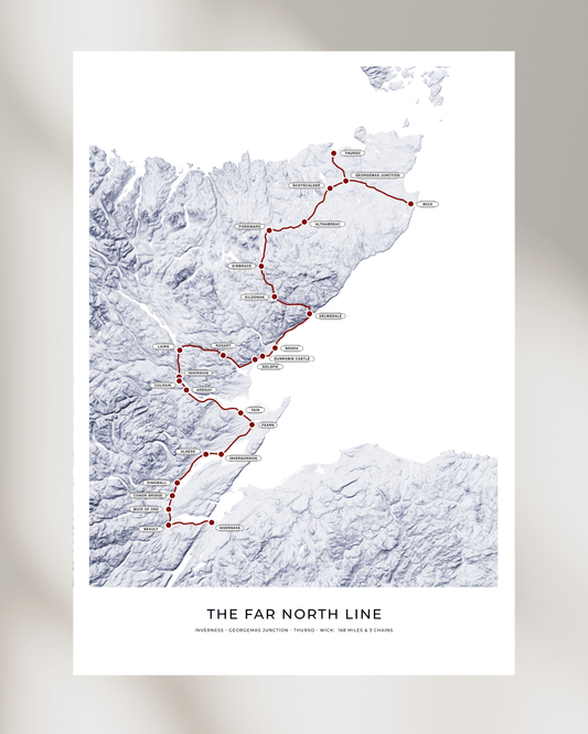 The Far North Line - Fine Art Railway Map