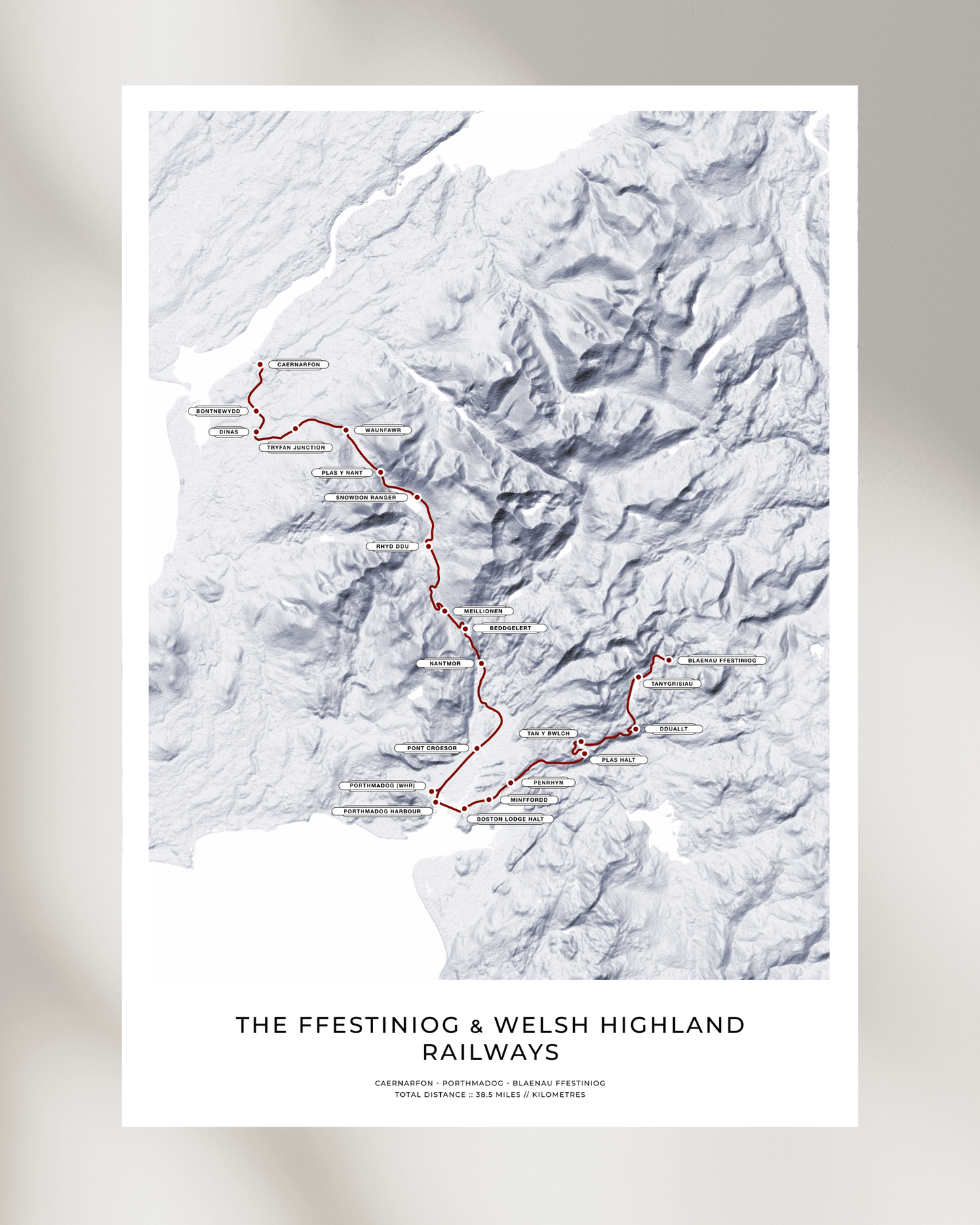 Ffestiniog & Welsh Highland Railways - Fine Art Railway Map